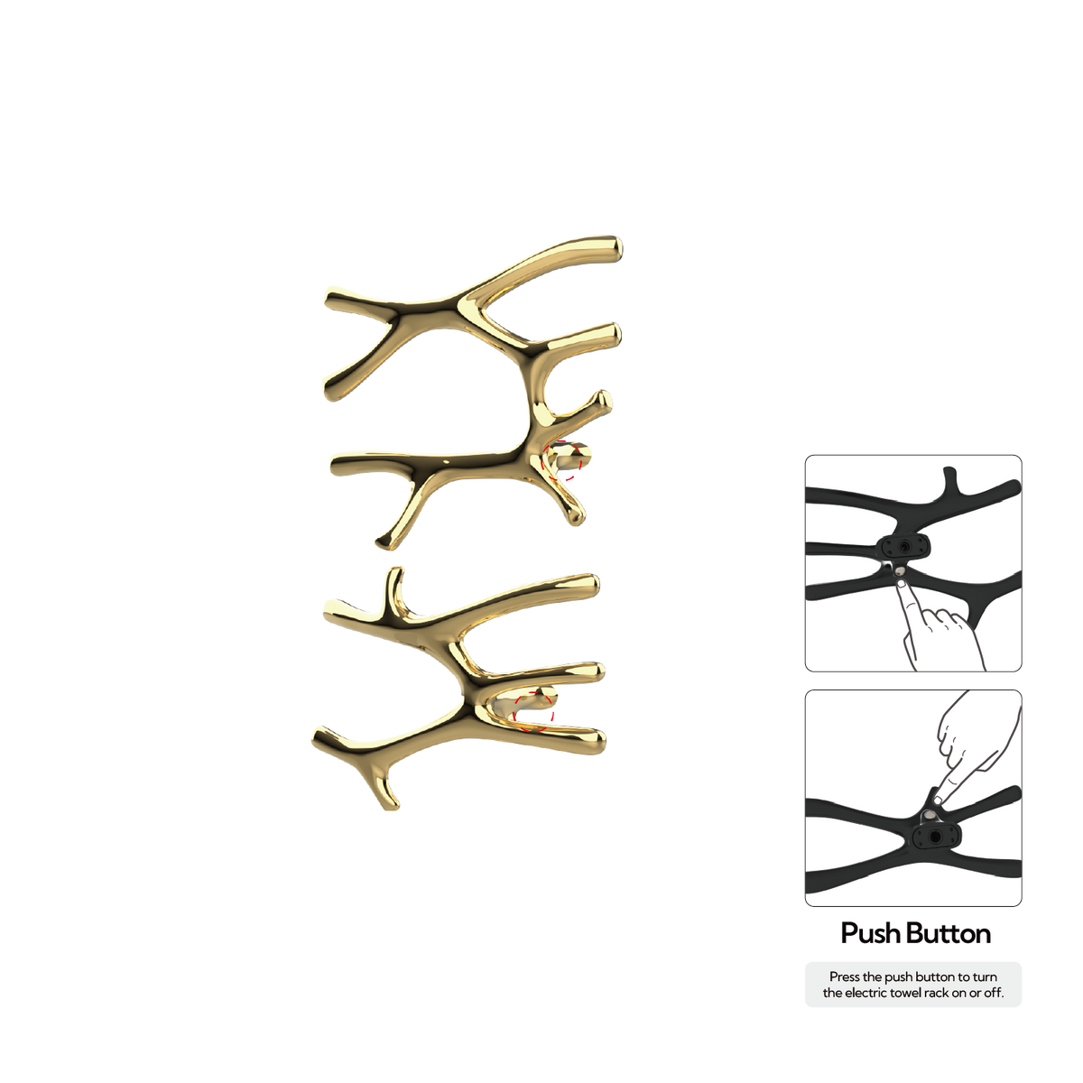 P&Bhusri S7-LM-LGD-N Daphne's Branch Large + Medium Towel Warmer in PVD Polished Luxury Gold