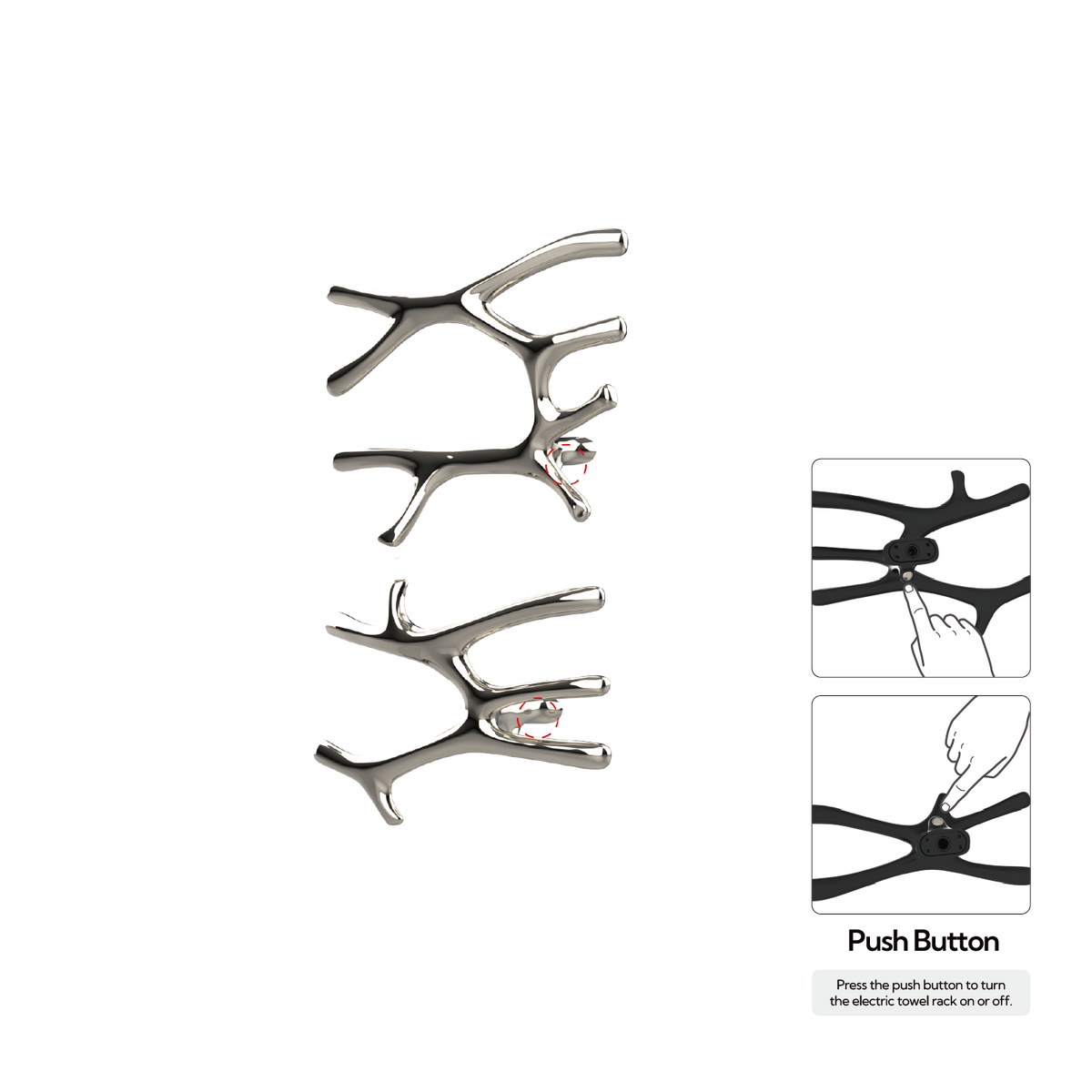 P&Bhusri S7-LM-PNI-N Daphne's Branch Large + Medium Towel Warmer in PVD Polished Nickel