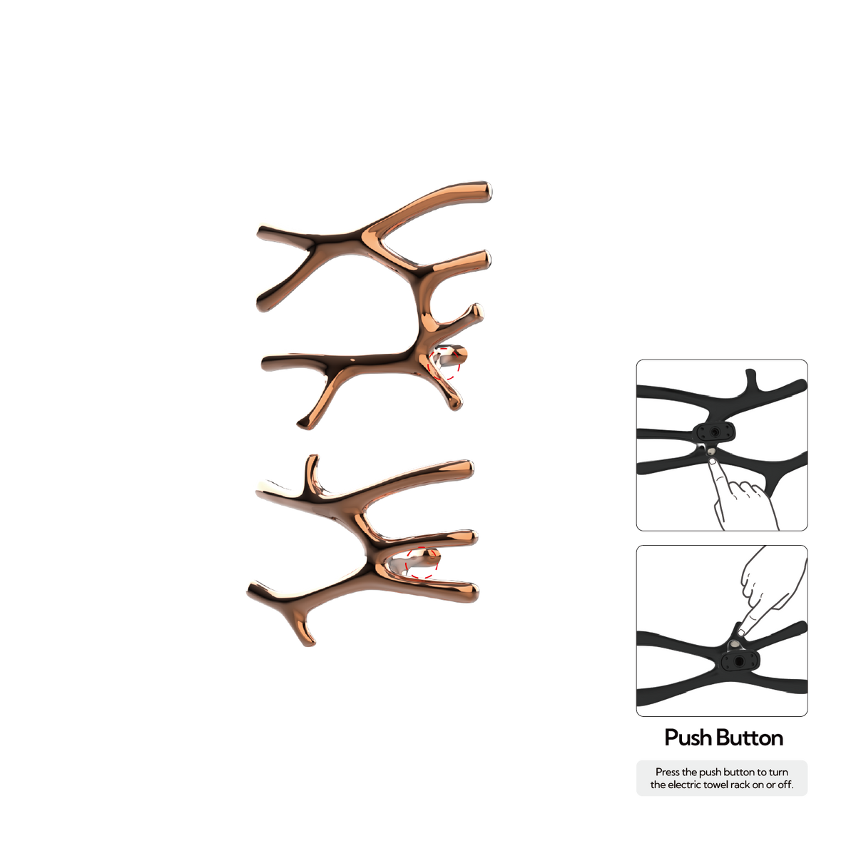 P&Bhusri S7-LM-RGD-N Daphne's Branch Large + Medium Towel Warmer in PVD Polished Rose Gold