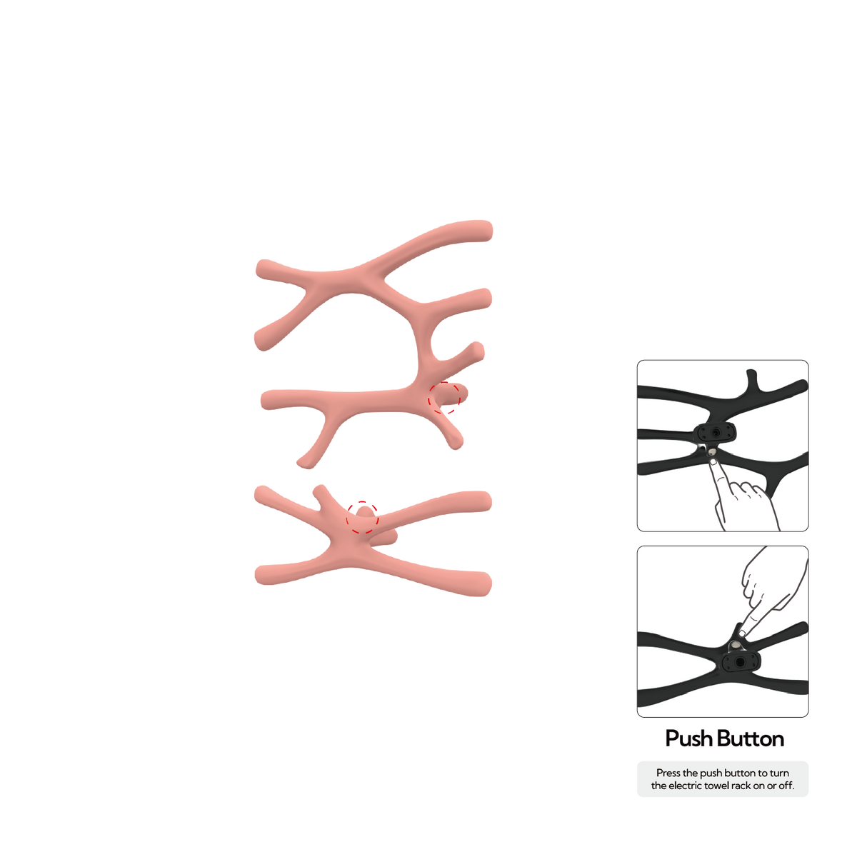 P&Bhusri S7-LS-BPK-N Daphne's Branch Large + Small Towel Warmer in Blossom Pink