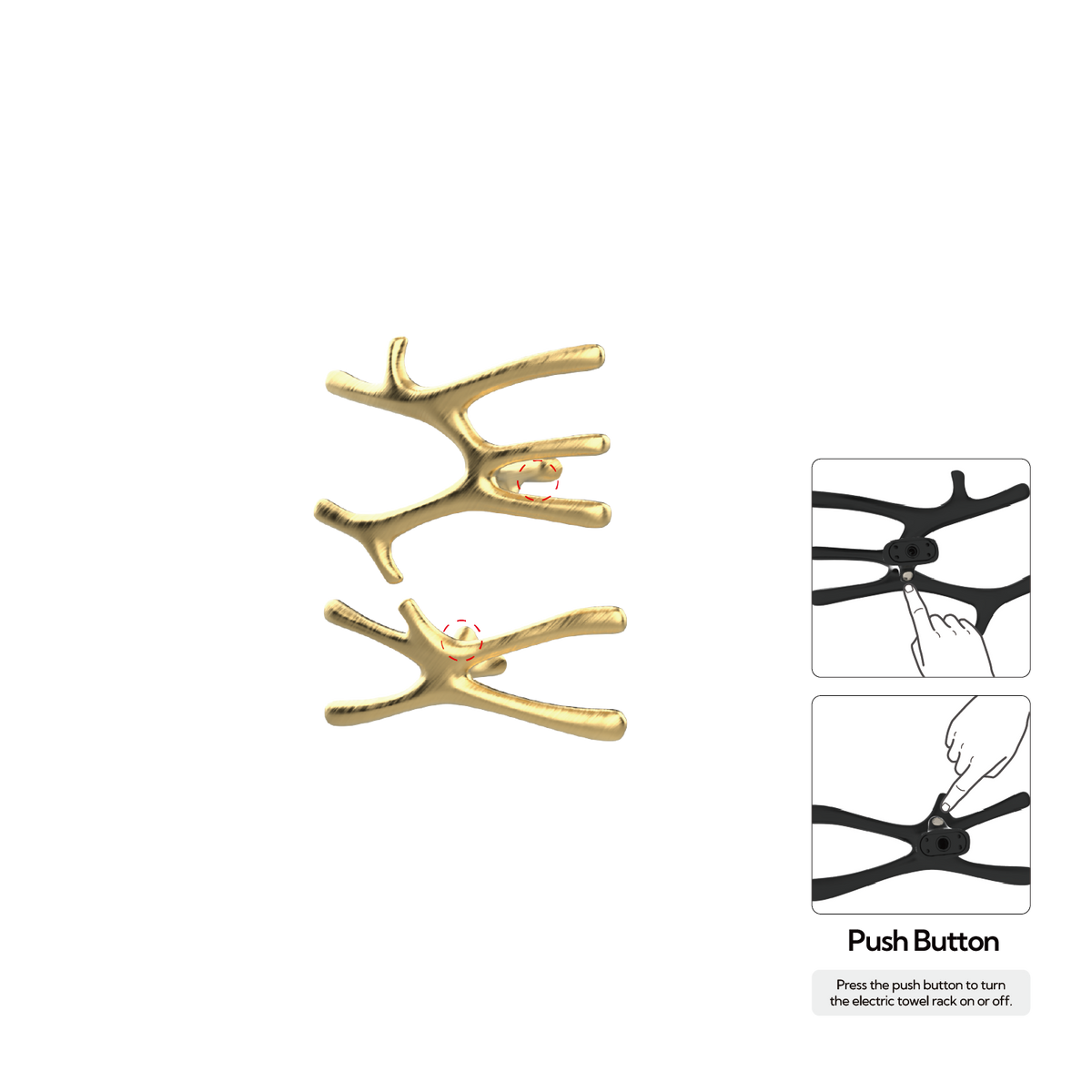 P&Bhusri S7-MS-BLG-N Daphne's Branch Medium + Small Towel Warmer in PVD Brushed Luxury Gold
