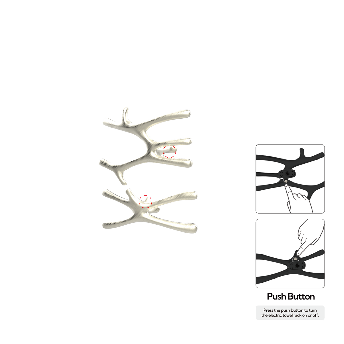 P&Bhusri S7-MS-BWG-N Daphne's Branch Medium + Small Towel Warmer in PVD Brushed White Gold