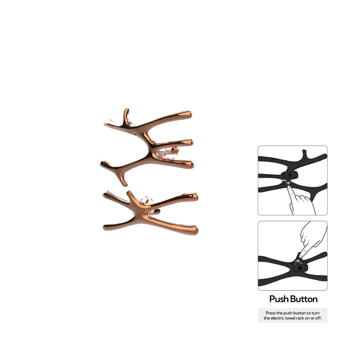 P&Bhusri S7-MS-RGD-N Daphne's Branch Medium + Small Towel Warmer in PVD Polished Rose Gold