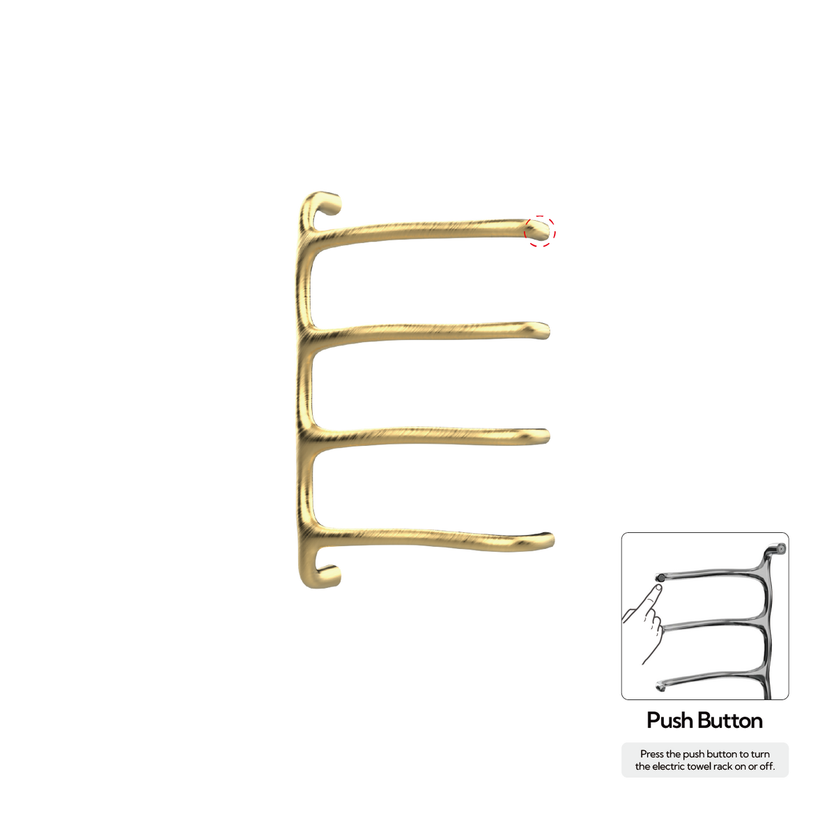 P&Bhusri S8-M-BLG-N Tuscany Glimmer Towel Warmer in PVD Brushed Luxury Gold