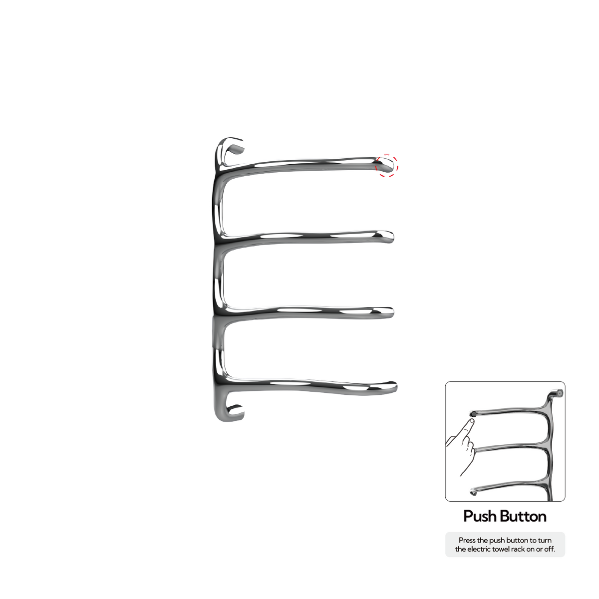 P&Bhusri S8-M-CHR-N Tuscany Glimmer Towel Warmer in Polished Chrome