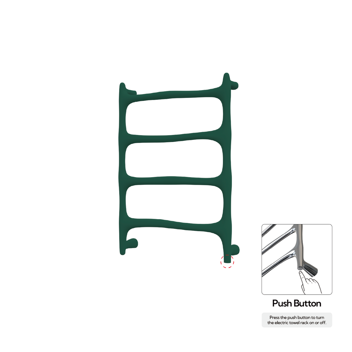 P&Bhusri S9-M-EGR-N Verona Towel Warmer in Emerald Green