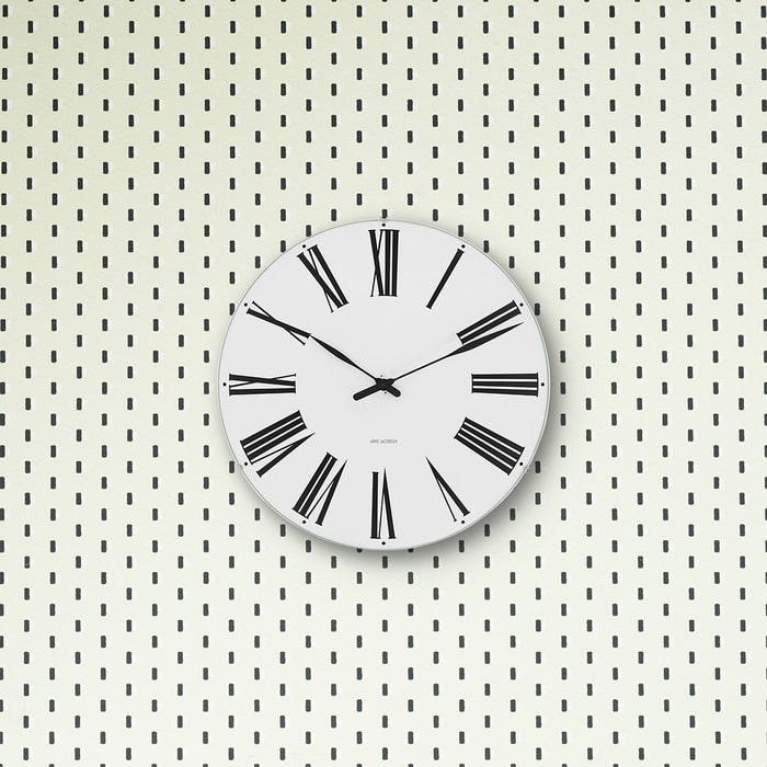 Arne Jacobsen Clocks 43622 Roman Wall Clock in White/Black