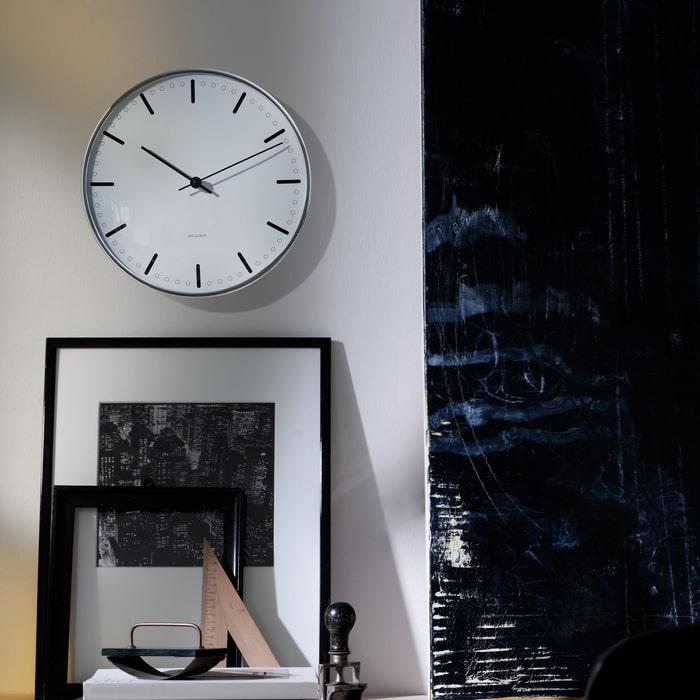 Arne Jacobsen Clocks 43641 City Hall Wall Clock in White/Black