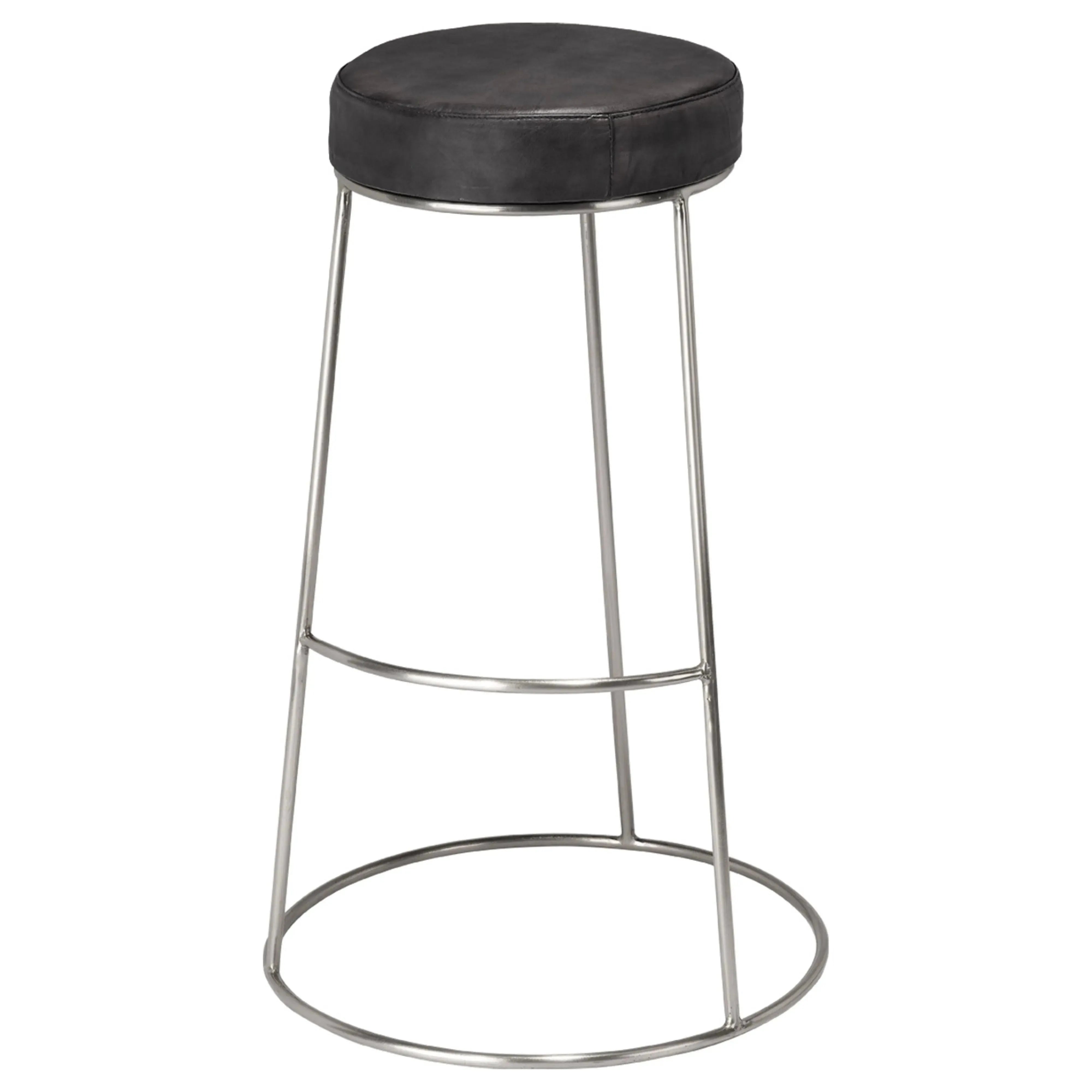 Jamie Young Company - Henry Round Leather Bar Stool - LS20HENBSCHA | The Rug District