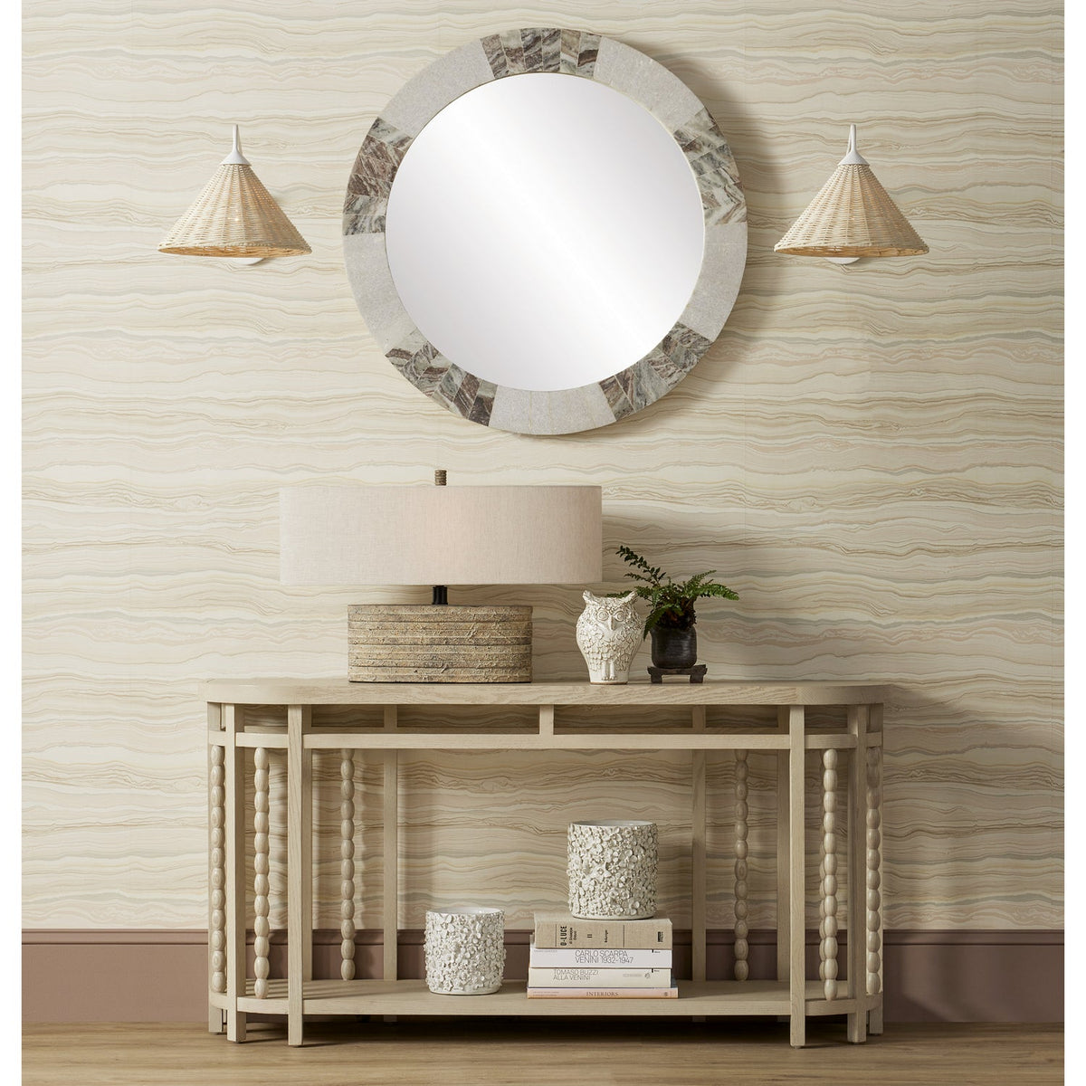 Currey and Company - 5000-0219 - One Light Wall Sconce - Basket Collection - White/Bleached Natural
