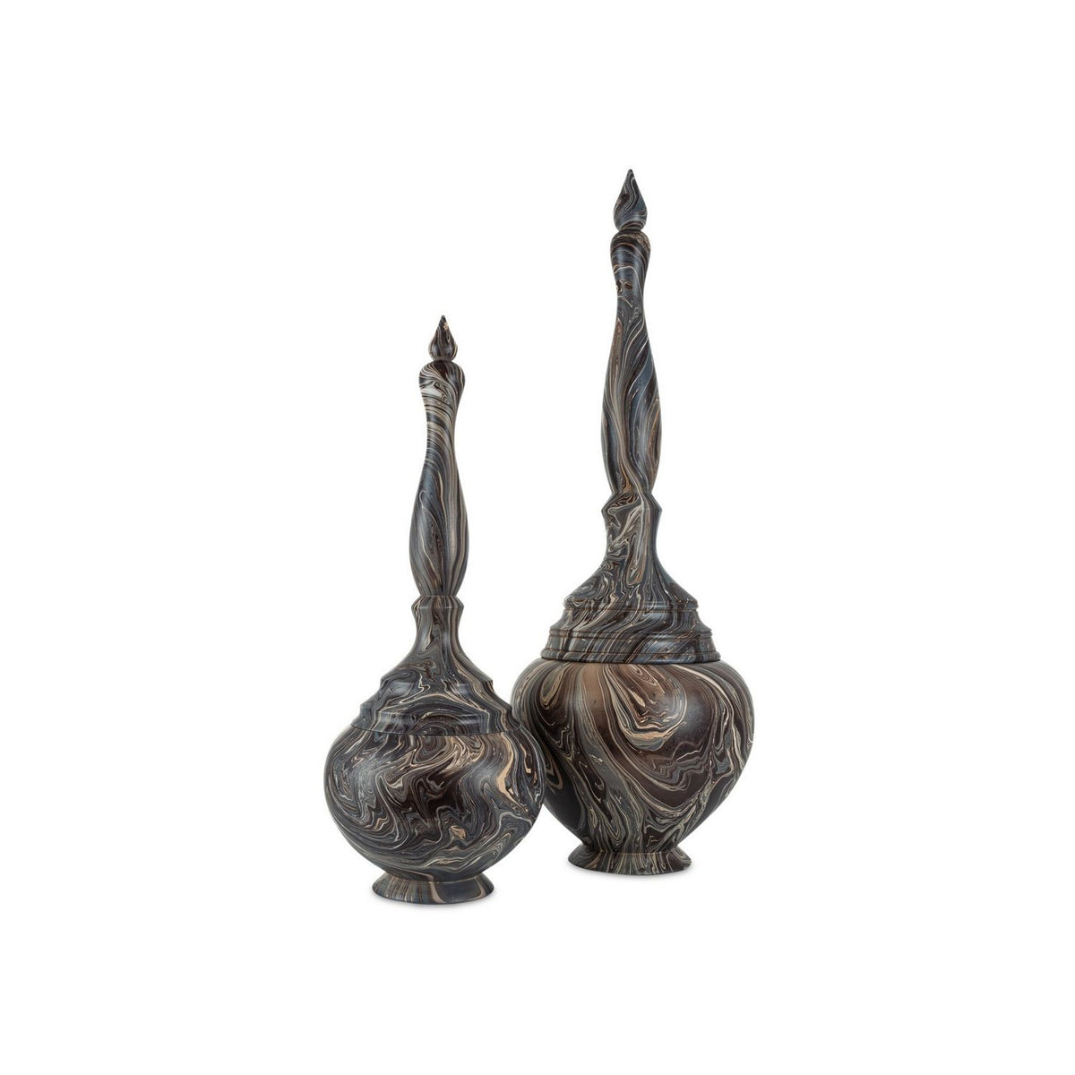 Currey and Company 1200-1050 Marbleized Turret Box in Marbleized Brown