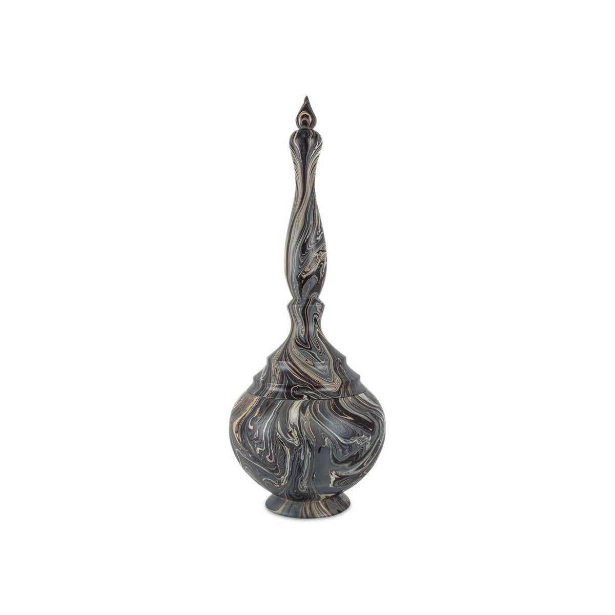 Currey and Company 1200-1051 Marbleized Turret Box in Marbleized Brown