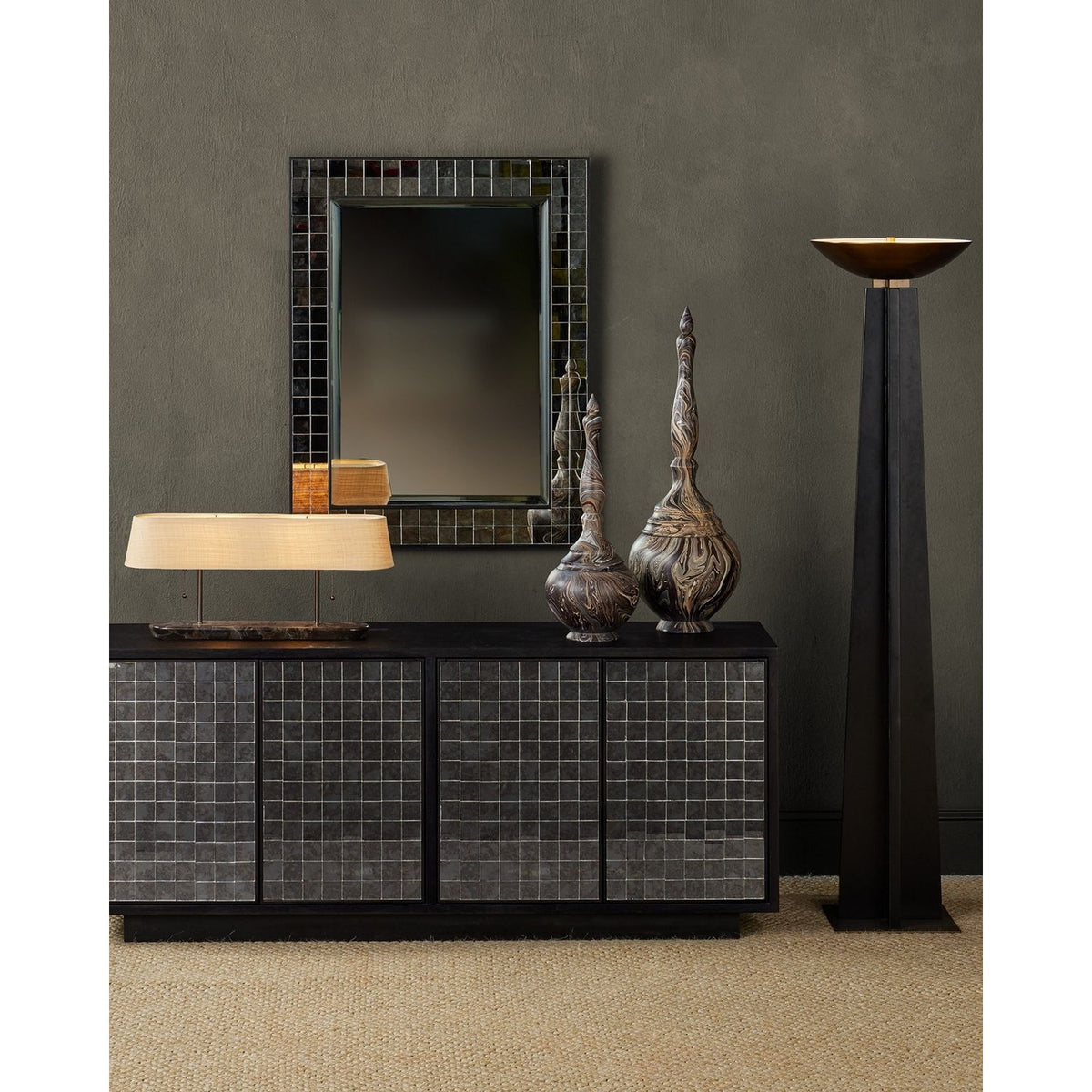 Currey and Company 1200-1051 Marbleized Turret Box in Marbleized Brown