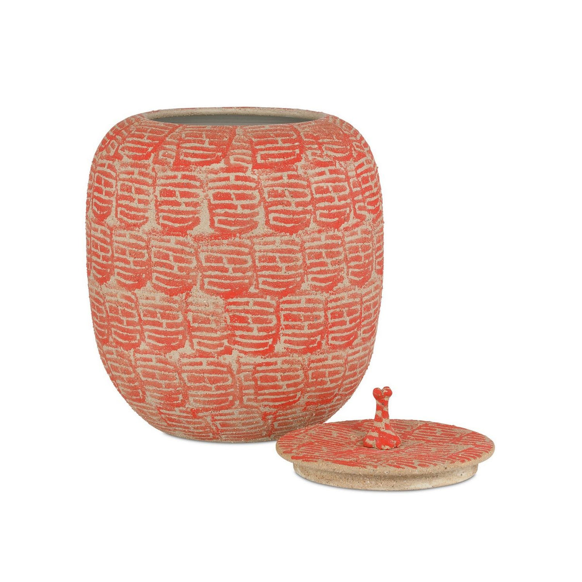 Currey and Company 1200-0979 Happiness Preserve Jar in Red/Beige