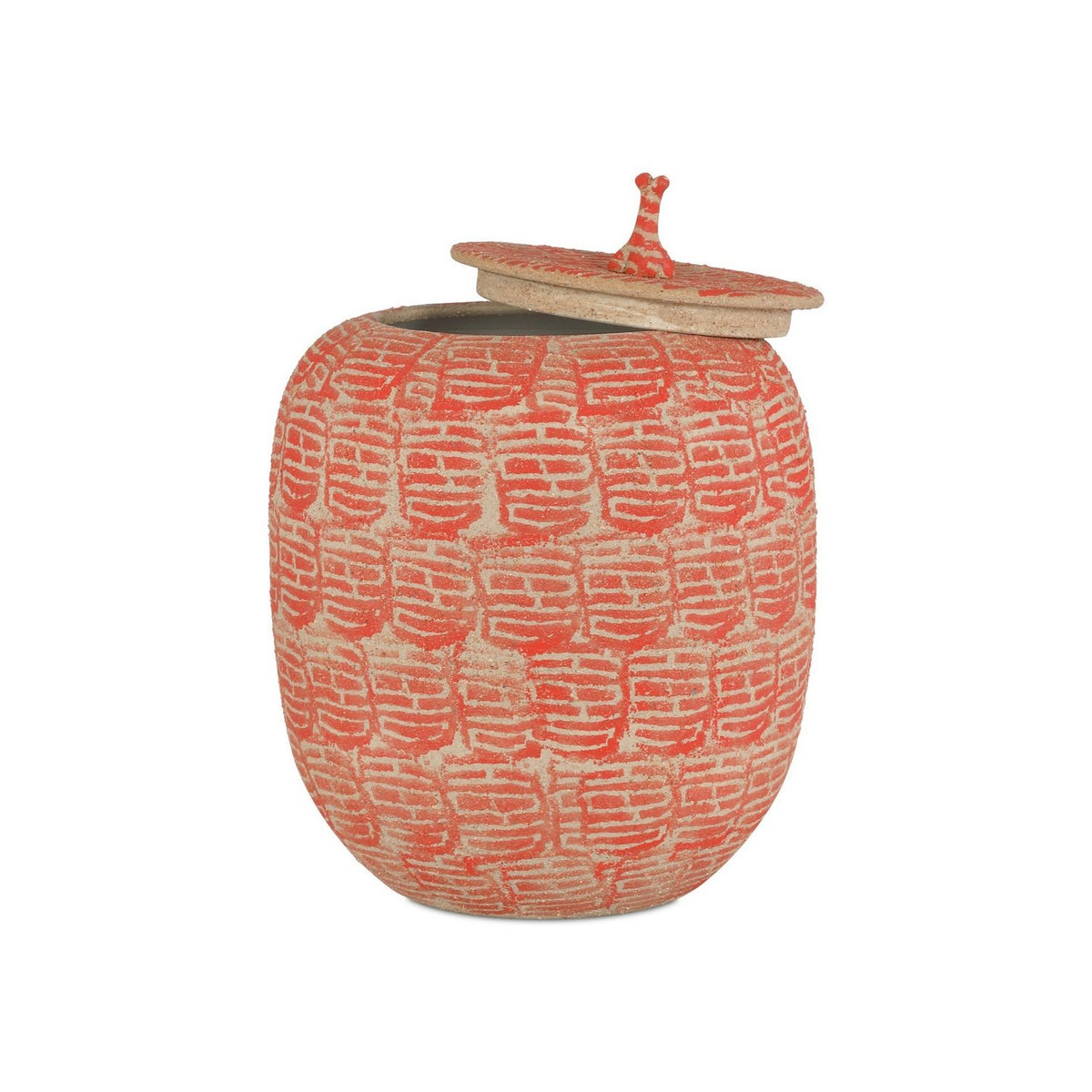 Currey and Company 1200-0979 Happiness Preserve Jar in Red/Beige