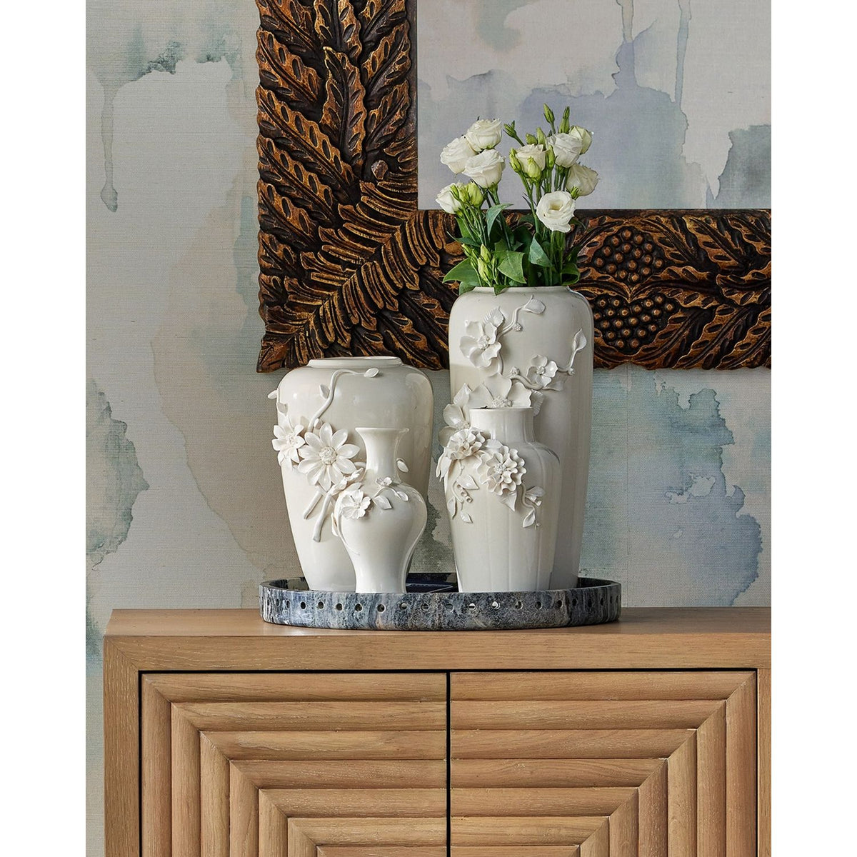 Currey and Company 1200-0984 Flower Maria Vase in White