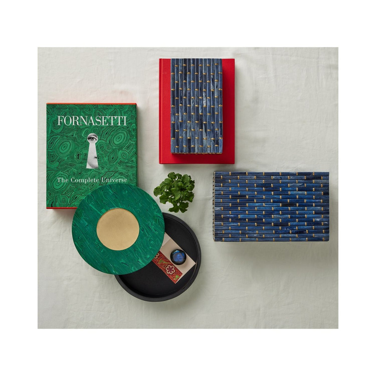 Currey and Company 1200-1061 Transformation Box in Marbled Green/Brushed Brass