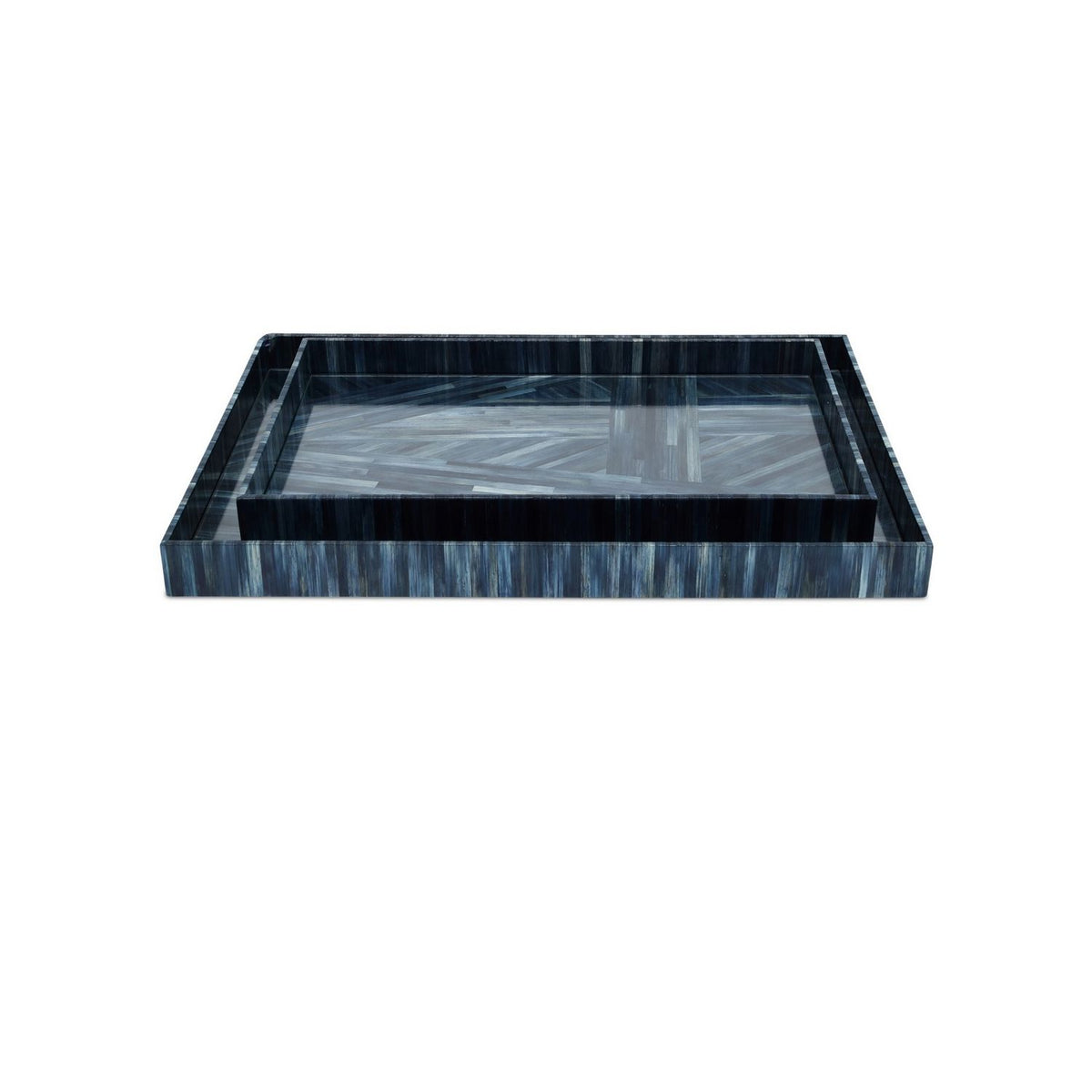 Currey and Company 1200-1068 Winter Harvest Tray Set of 2 in Blue