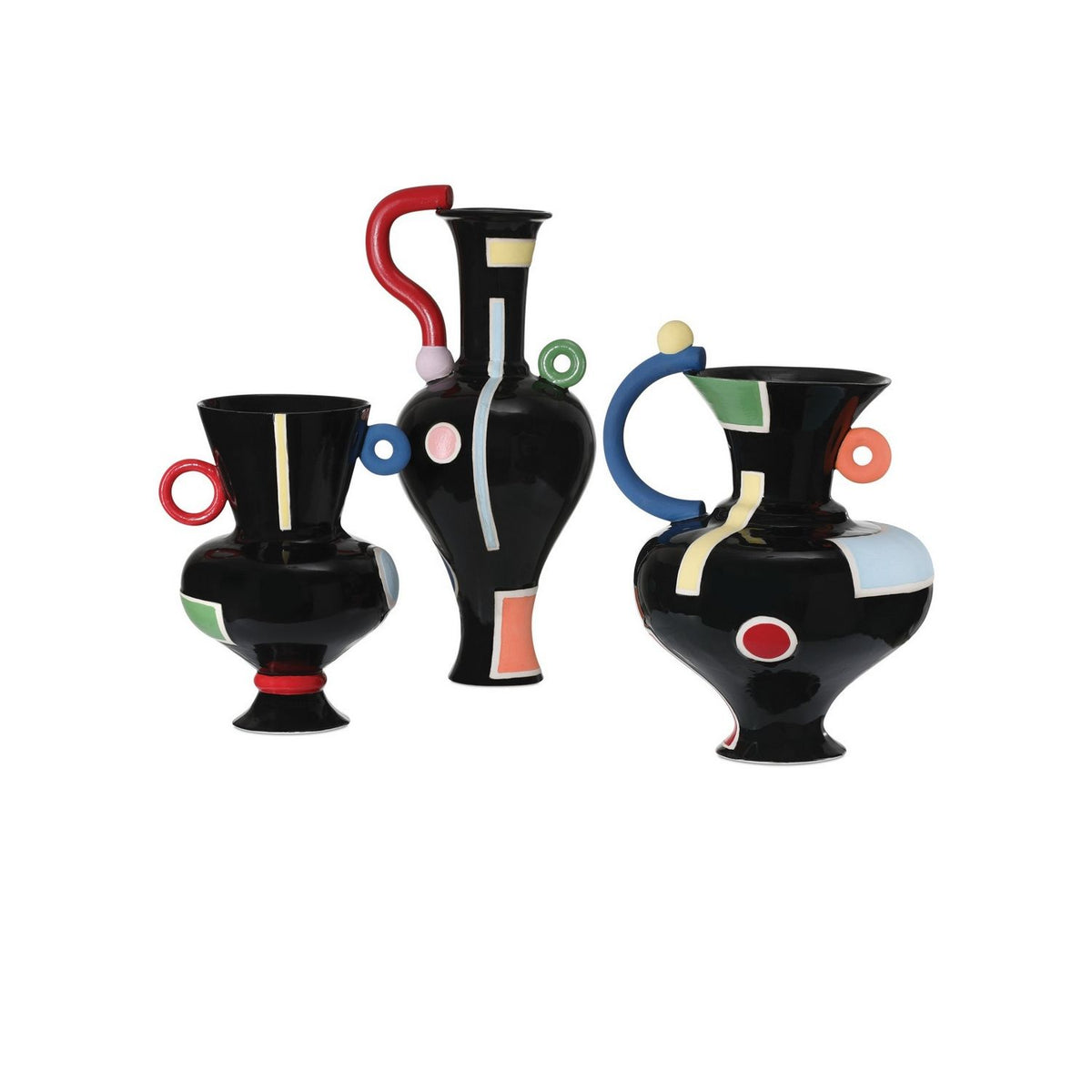 Currey and Company 1200-1093 Fauvist Vase in Black/Green/Red/Yellow/Orange