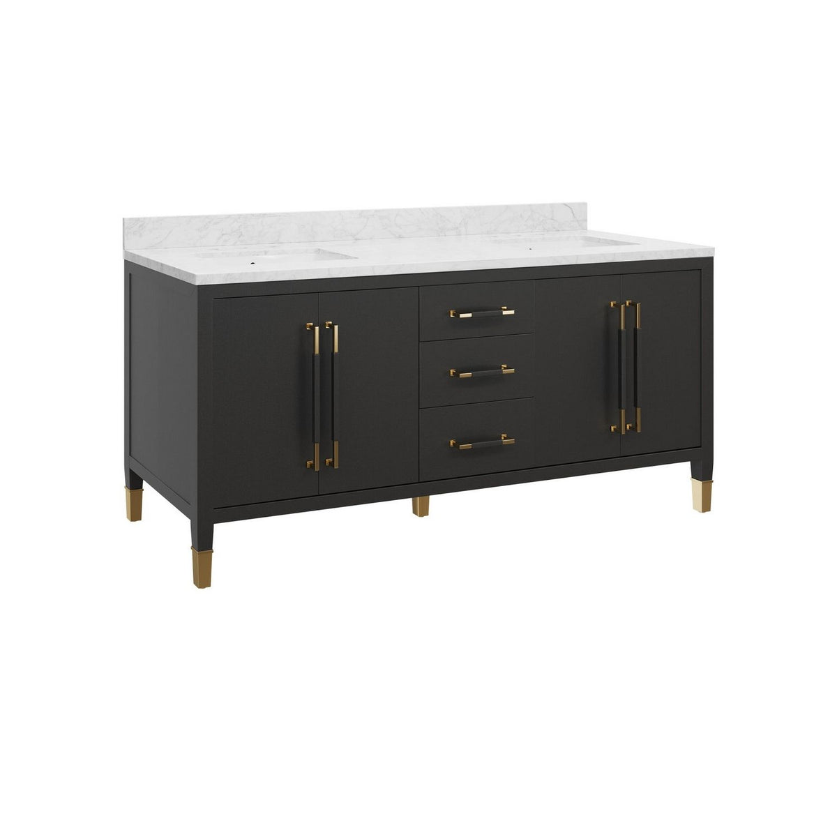 Currey and Company 3800-0021 Verona 72" Vanity with Rectangular Undermount Sink in Black/Natural/White/Champagne