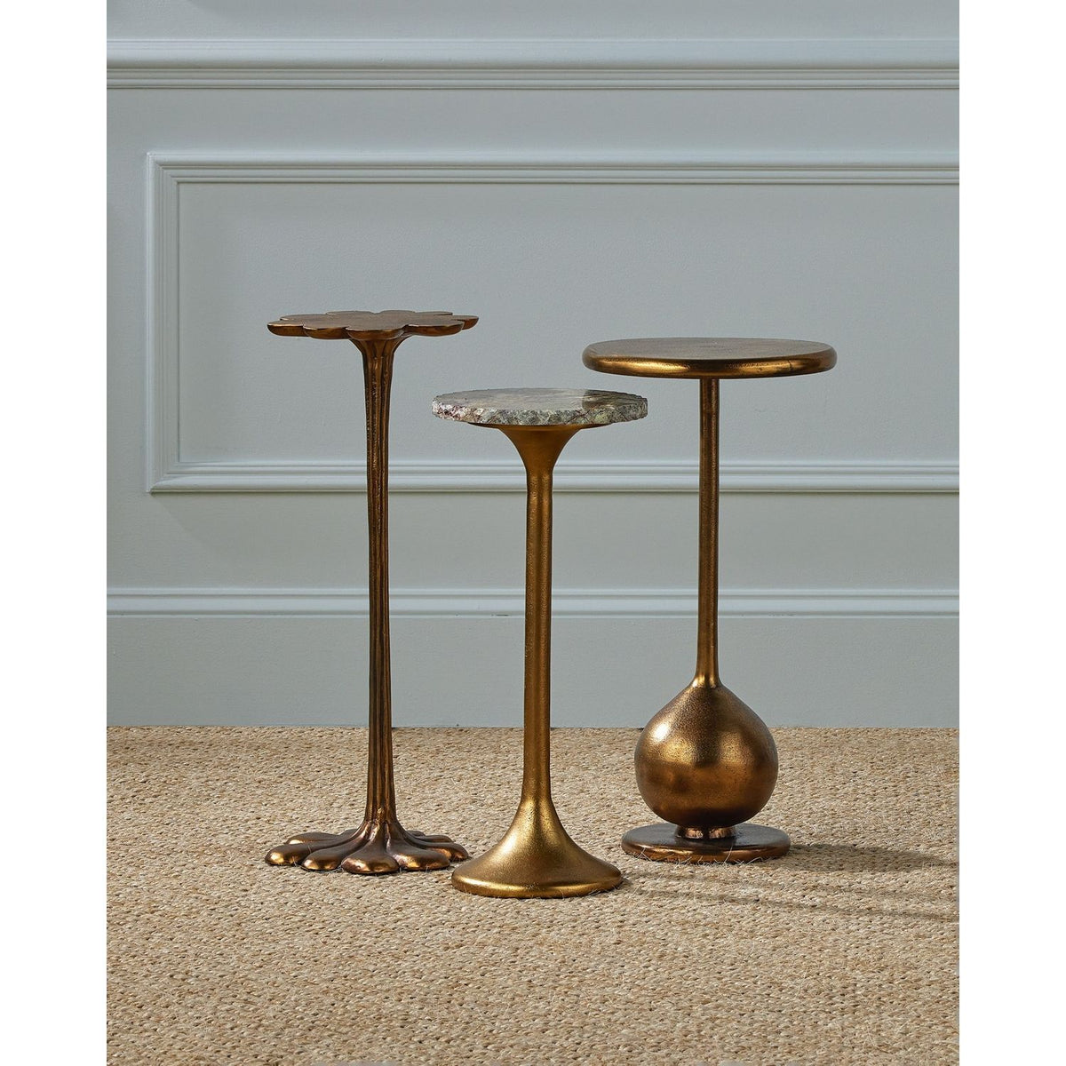 Currey and Company 4000-0250 Wilderness Drinks Table in Antique Brass/Natural