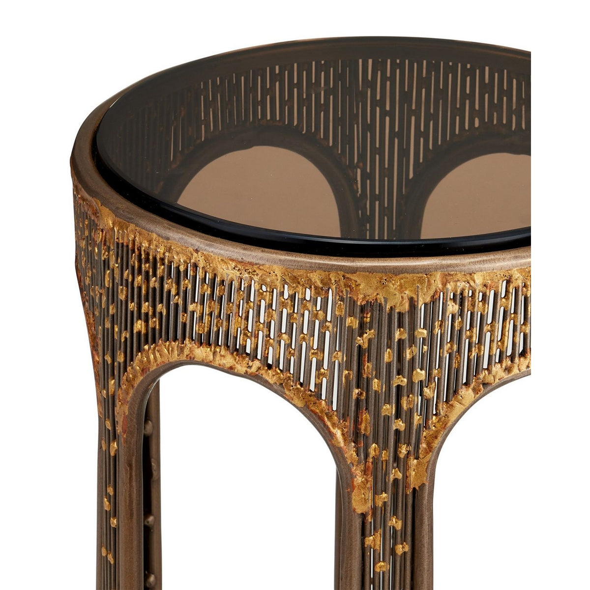 Currey and Company 4000-0251 Capella Accent Table in Coffee Bronze/Smoke