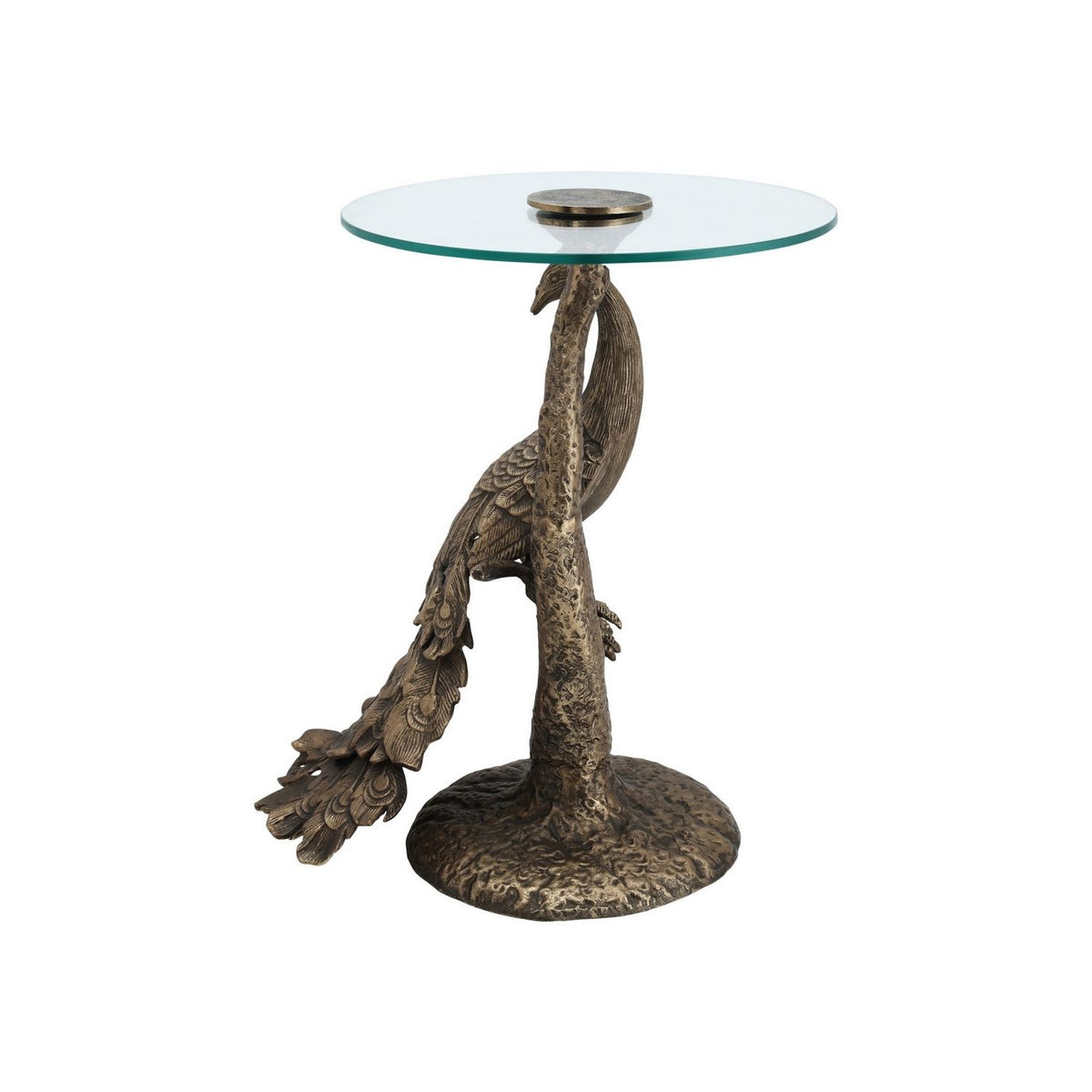 Currey and Company 4000-0255 Paonne Accent Table in Antique Gold/Clear