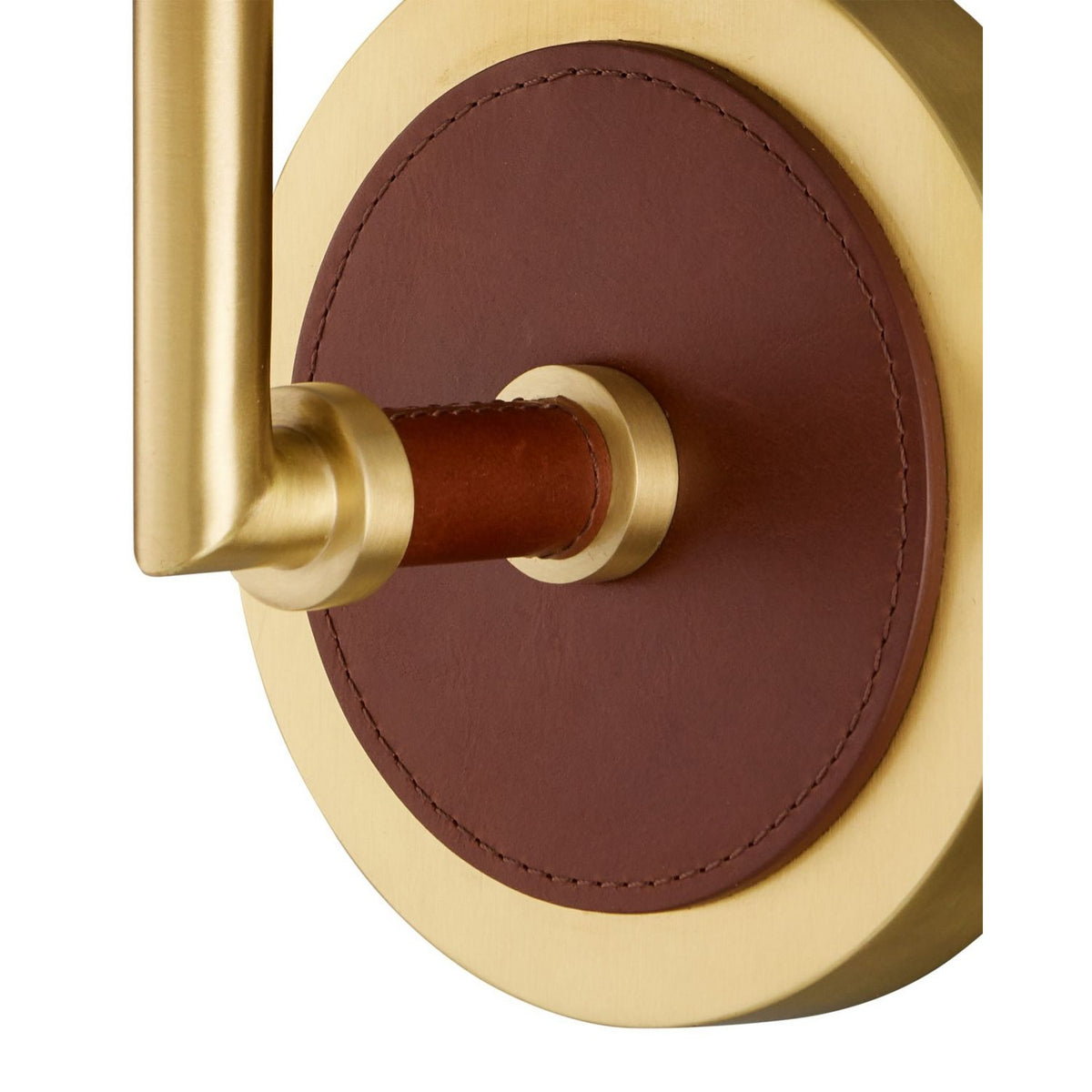 Currey and Company 5000-0298 Ellerston Wall Sconce in Saddle Brown/Brushed Brass