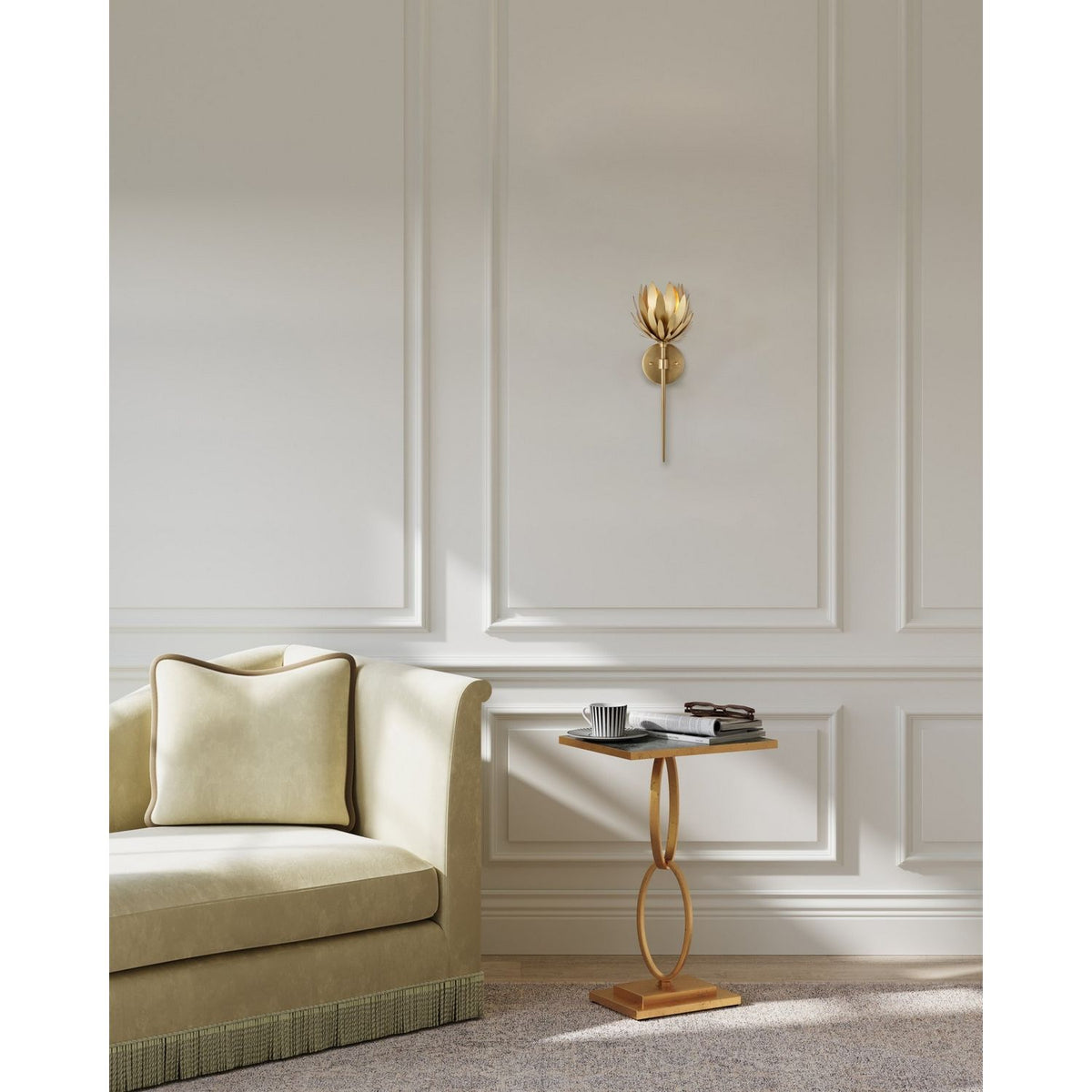 Currey and Company 5000-0302 Protea Wall Sconce in Brass