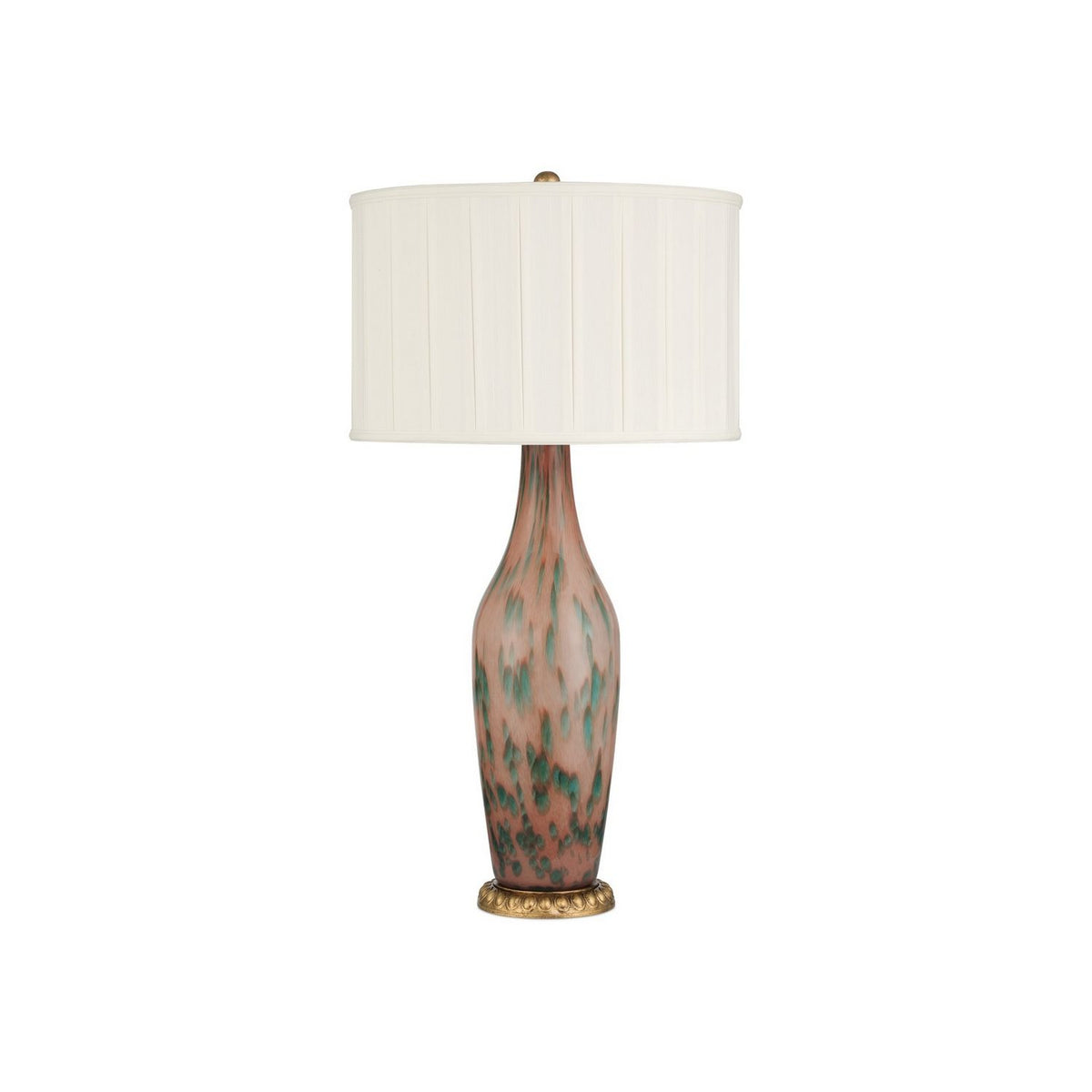 Currey and Company 6000-1068 Brielle Table Lamp in Pale Pink/Green/Brown/Gold Leaf