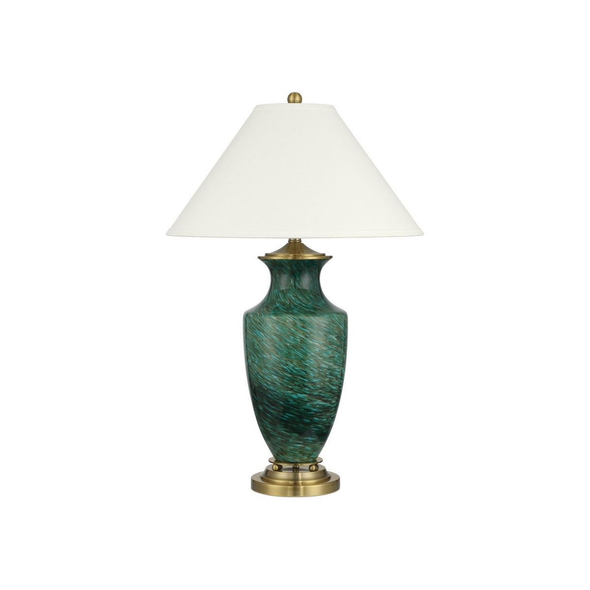 Currey and Company 6000-1070 Claude Table Lamp in Green/Antique Brass