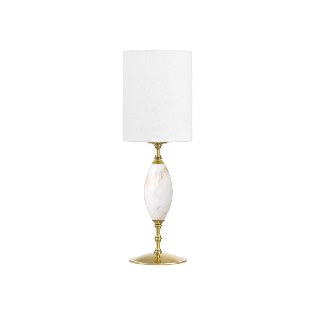Currey and Company 6700-0021 Marche Cordless Table Lamp in White/Brass