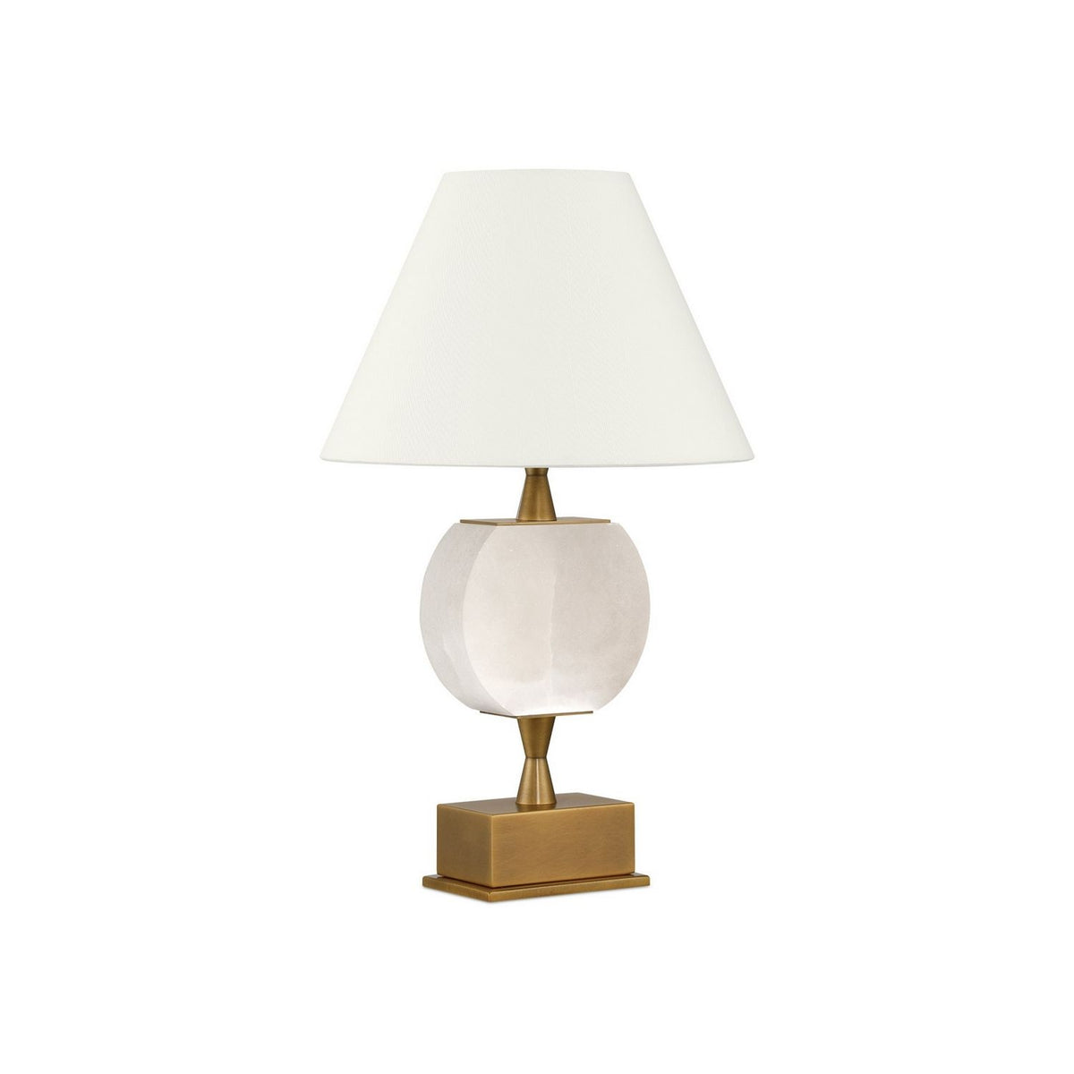 Currey and Company 6700-0022 Meandro Cordless Table Lamp in White/Antique Brass