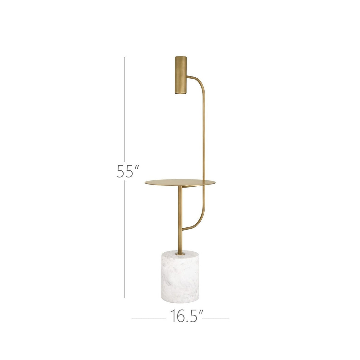 Currey and Company 8000-0173 Eastlin Floor Lamp with Table in Antique Brass/White