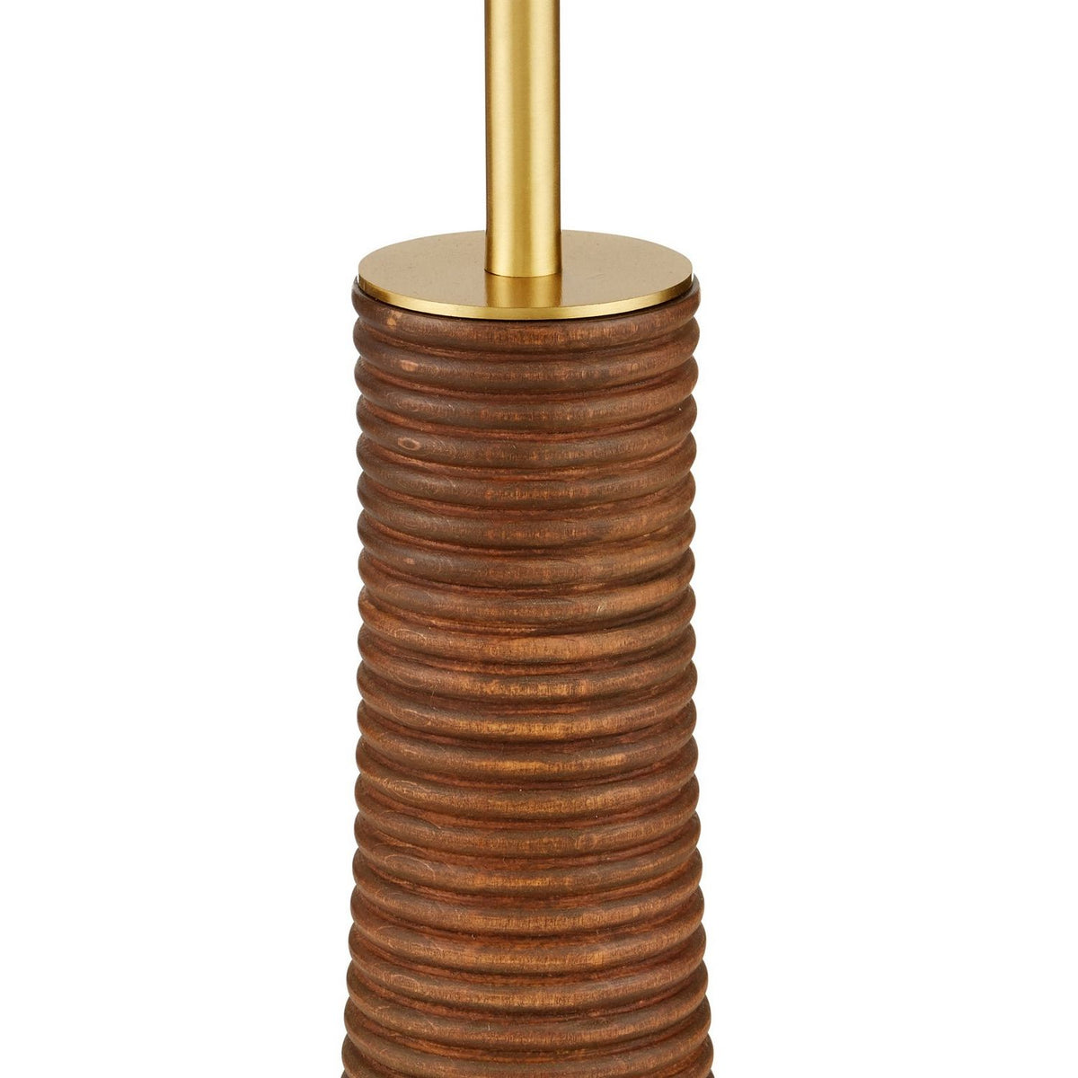 Currey and Company 8000-0175 Lathe Floor Lamp in Natural/Brushed Brass