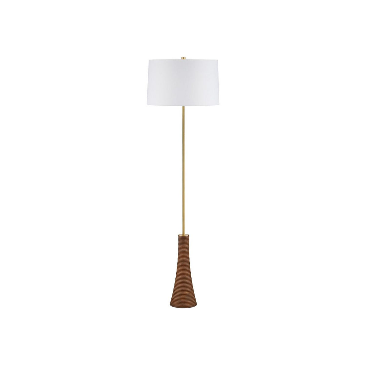 Currey and Company 8000-0175 Lathe Floor Lamp in Natural/Brushed Brass