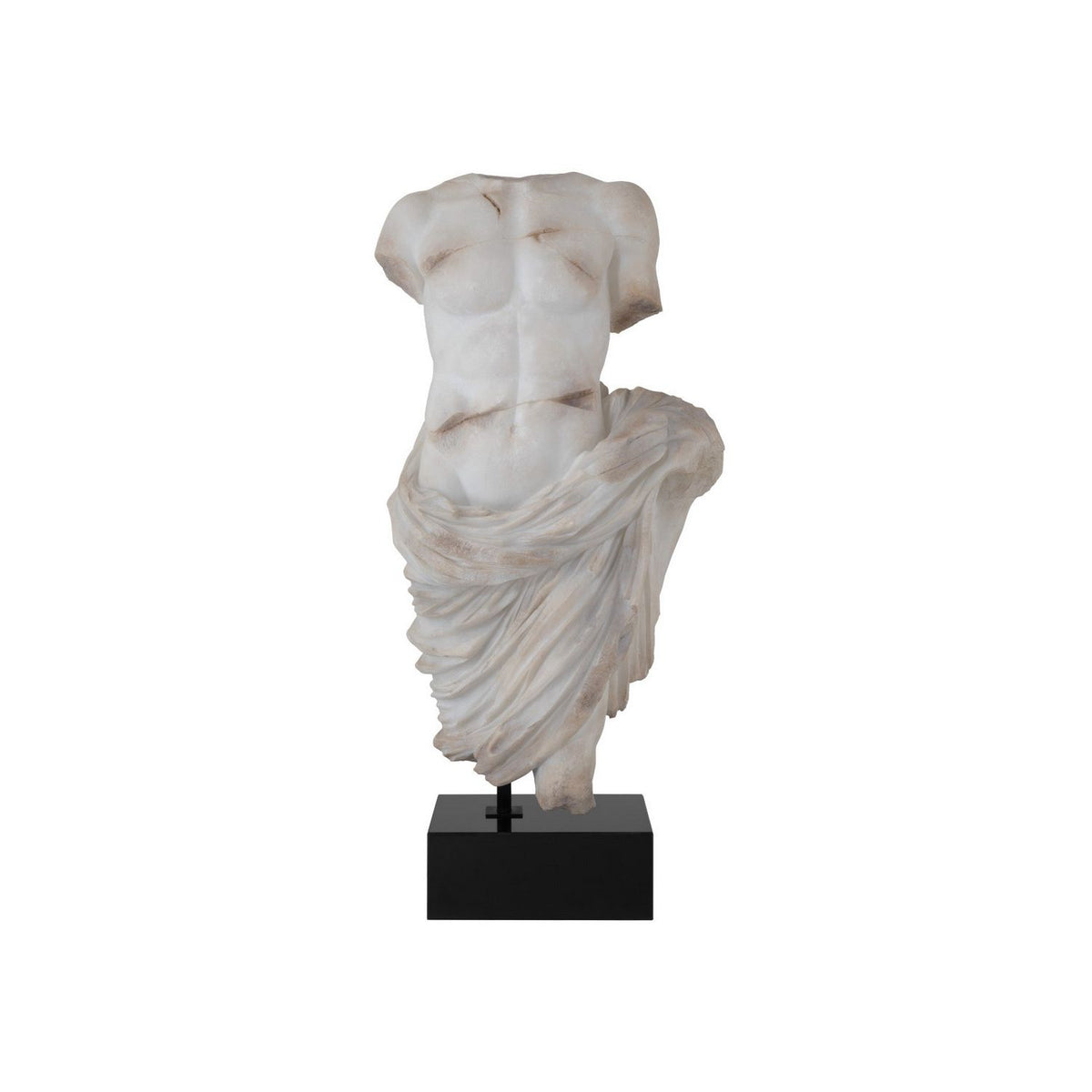 Currey and Company 1200-1085 Delos Torso on Metal Stand in Antique Off-White/Black