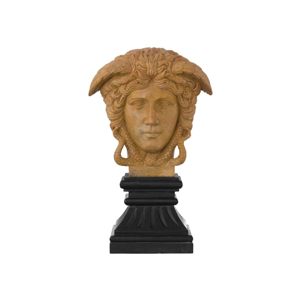 Currey and Company 1200-1103 Hypnos Head on Metal Plinth in Light Coral/Black