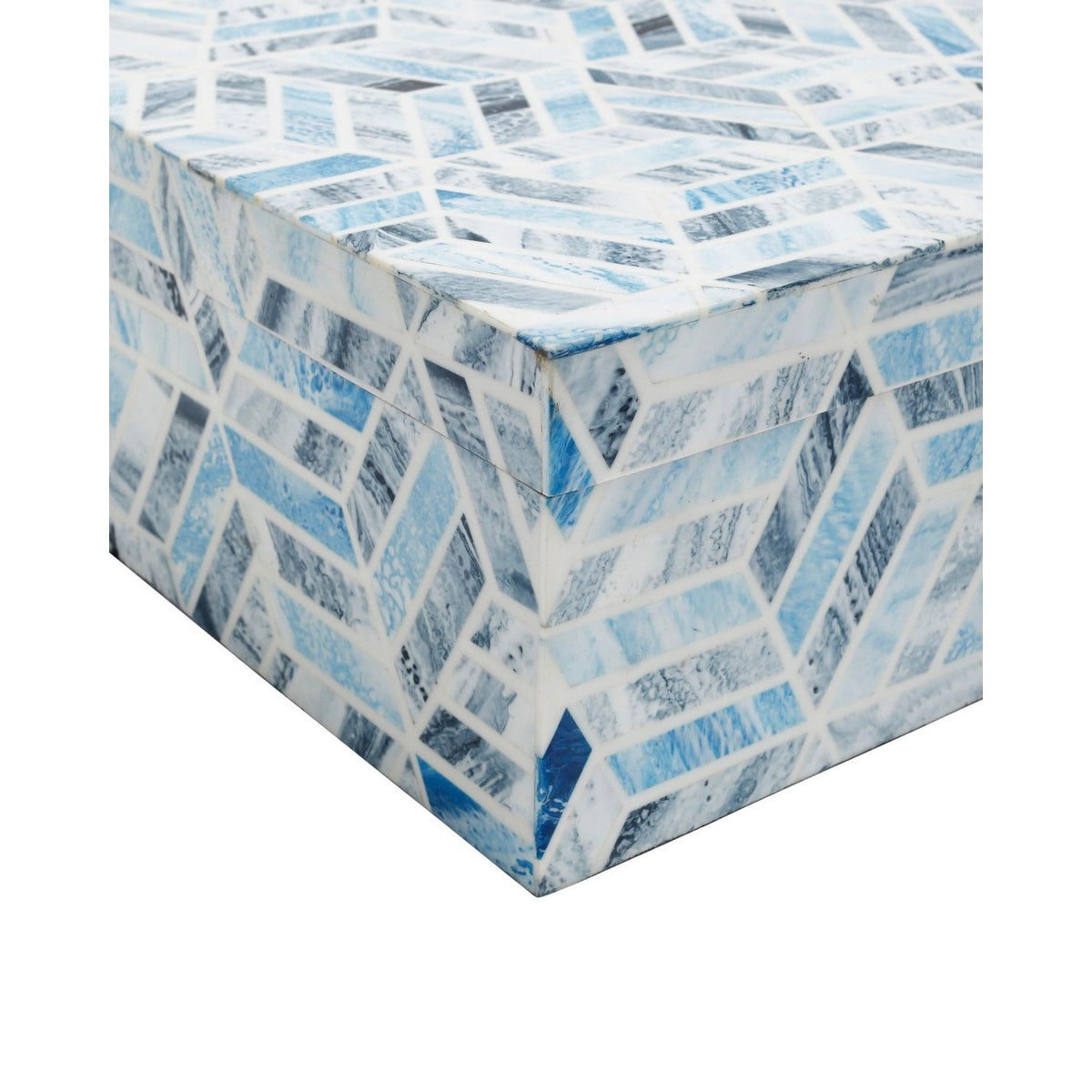 Currey and Company 1200-1137 Chance Box in Blue/Natural White