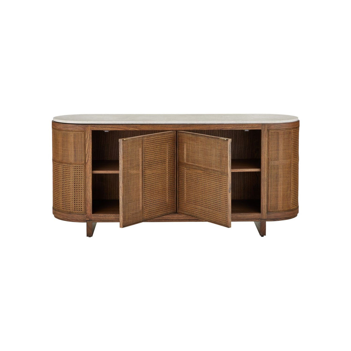 Currey and Company 3000-0345 Virtuosity Credenza in Brushed Driftwood/Natural/Brass