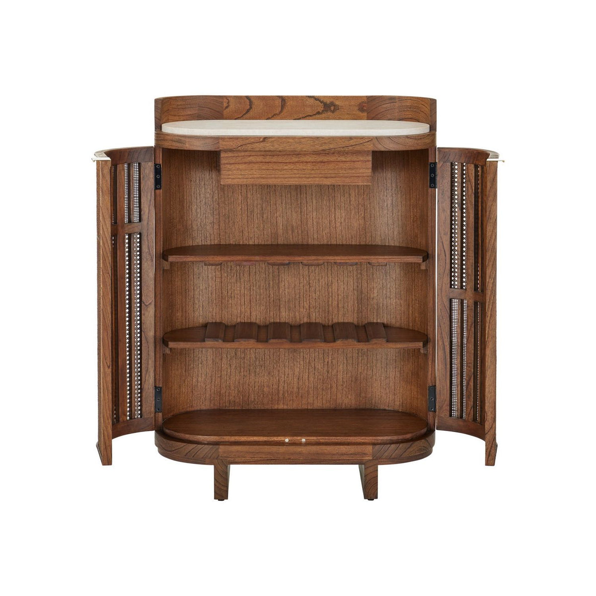 Currey and Company 3000-0346 Virtuosity Bar Cabinet in Brushed Driftwood/Natural/Brass