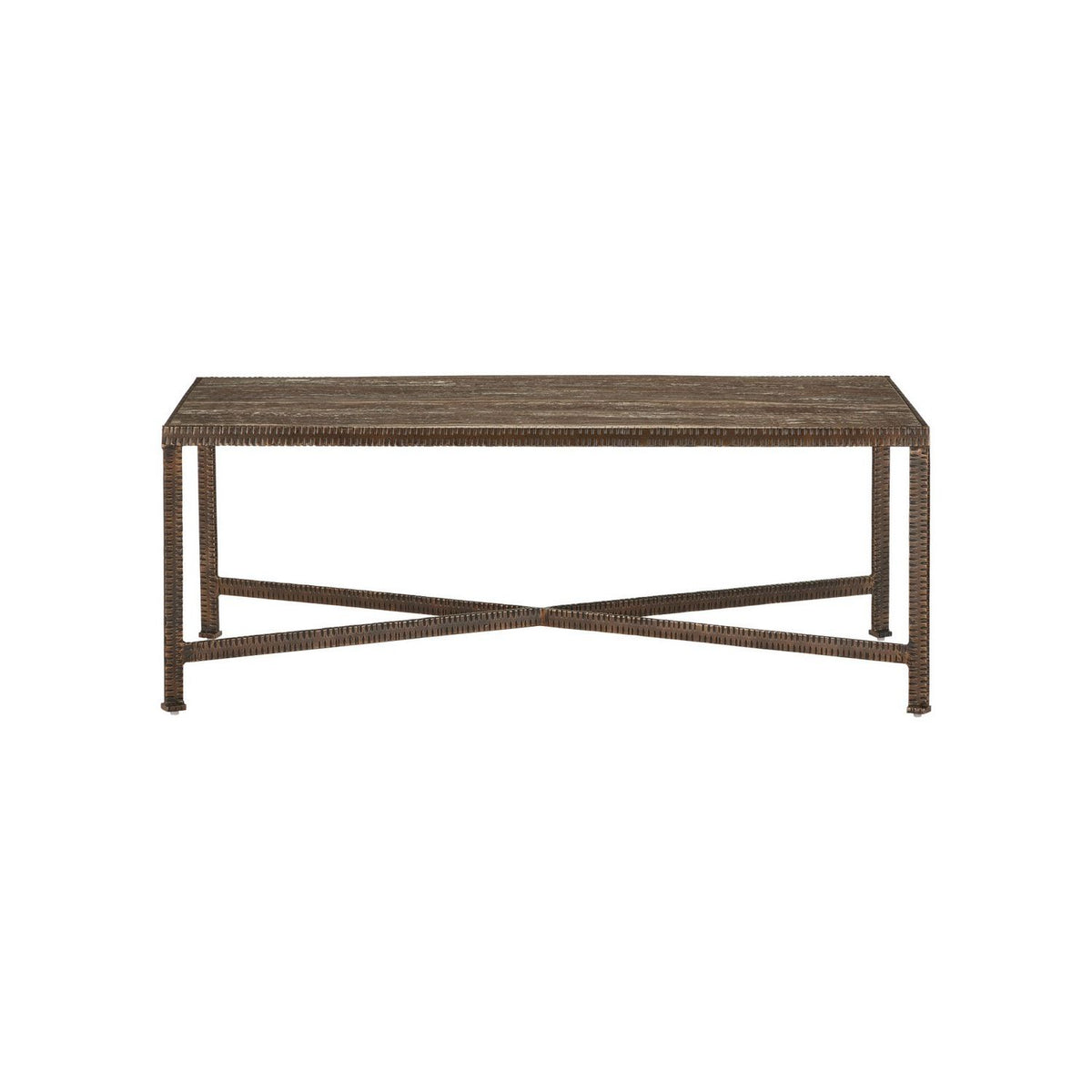 Currey and Company 4000-0276 Ampleur Cocktail Table in Rustic Bronze/Natural