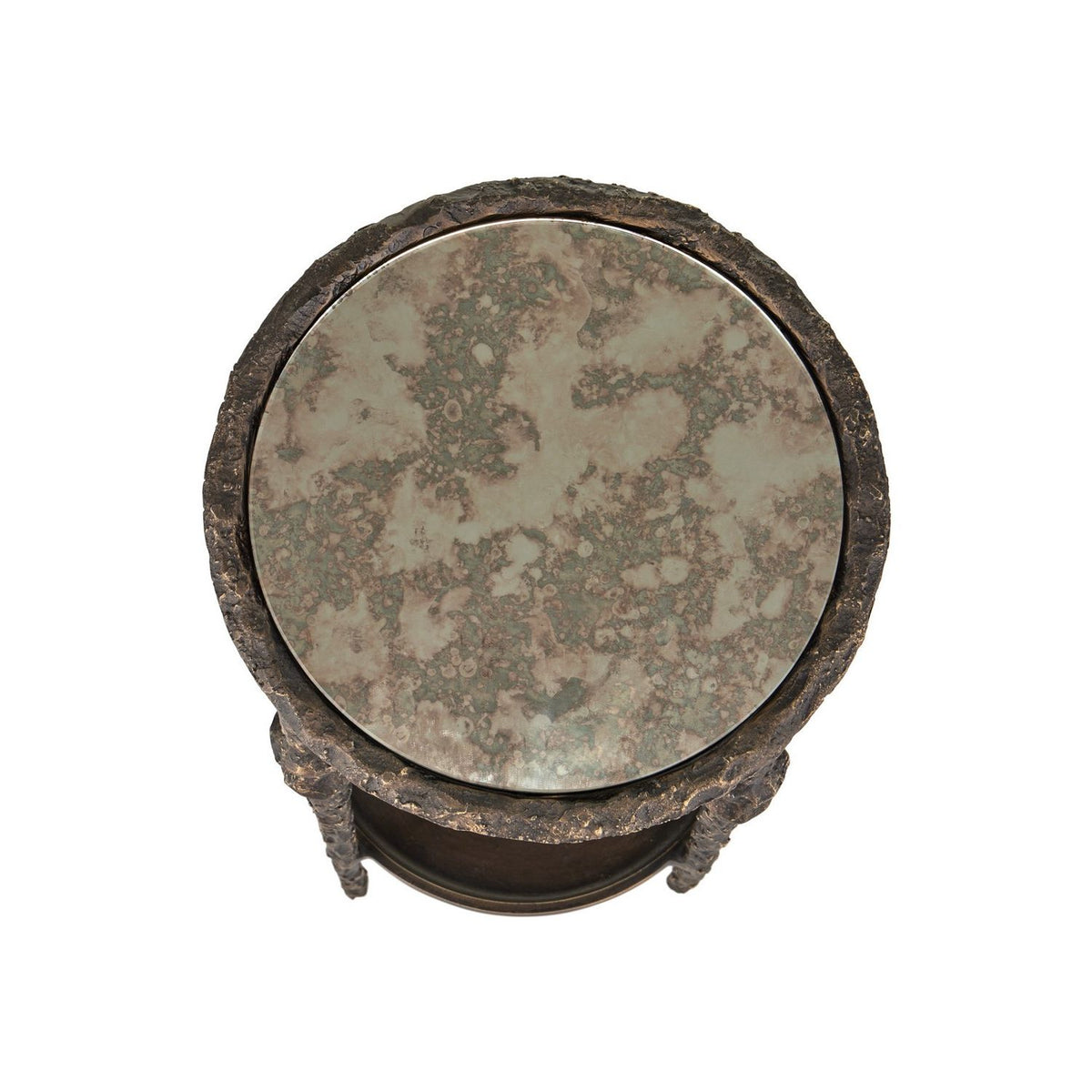 Currey and Company 4000-0283 Spalzato Accent Table in Aged Brass/Antique Glass
