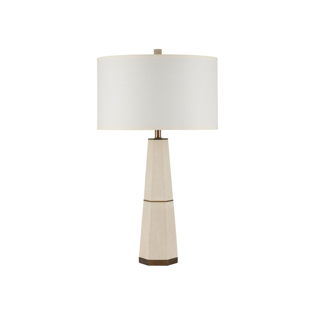 Currey and Company 6000-1082 Galuchat Table Lamp in Ivory Faux Shagreen/Brass