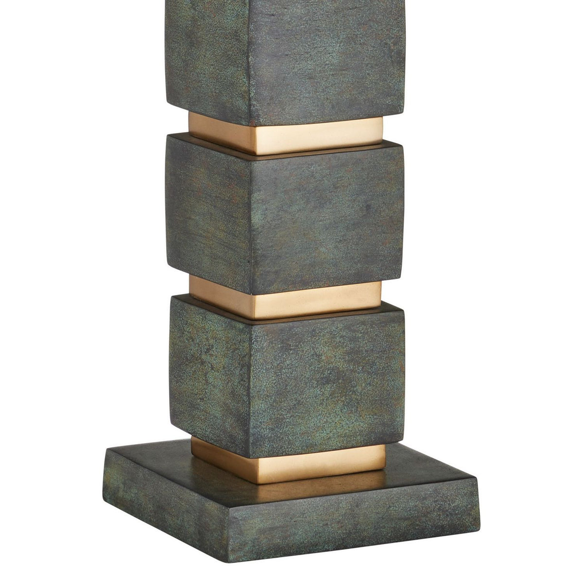 Currey and Company 6000-1097 Tetra Table Lamp in Verdigris/Antique Brass