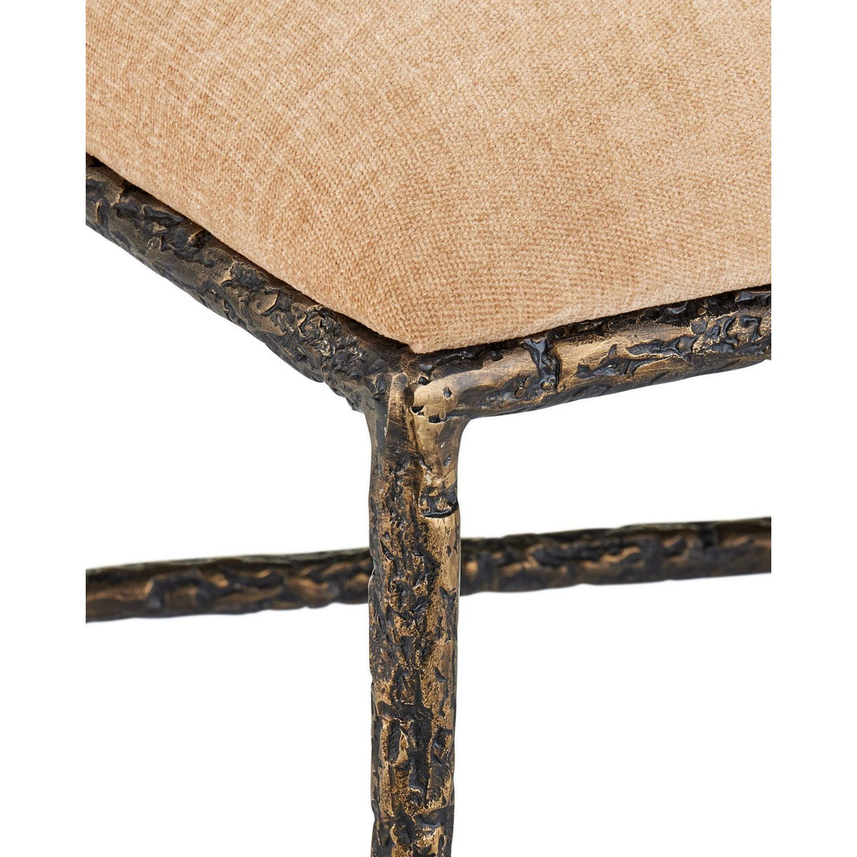 Currey and Company 7000-1272 Fuso Bench in Dark Beige/Antique Bronze
