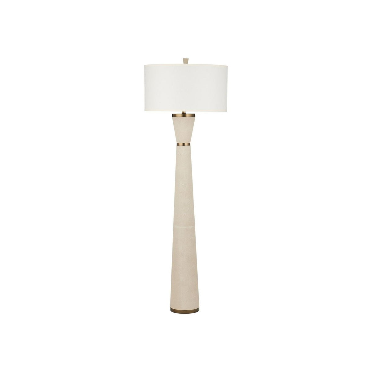 Currey and Company 8000-0188 Galuchat Hourglass Floor Lamp in Ivory Faux Shagreen/Brass