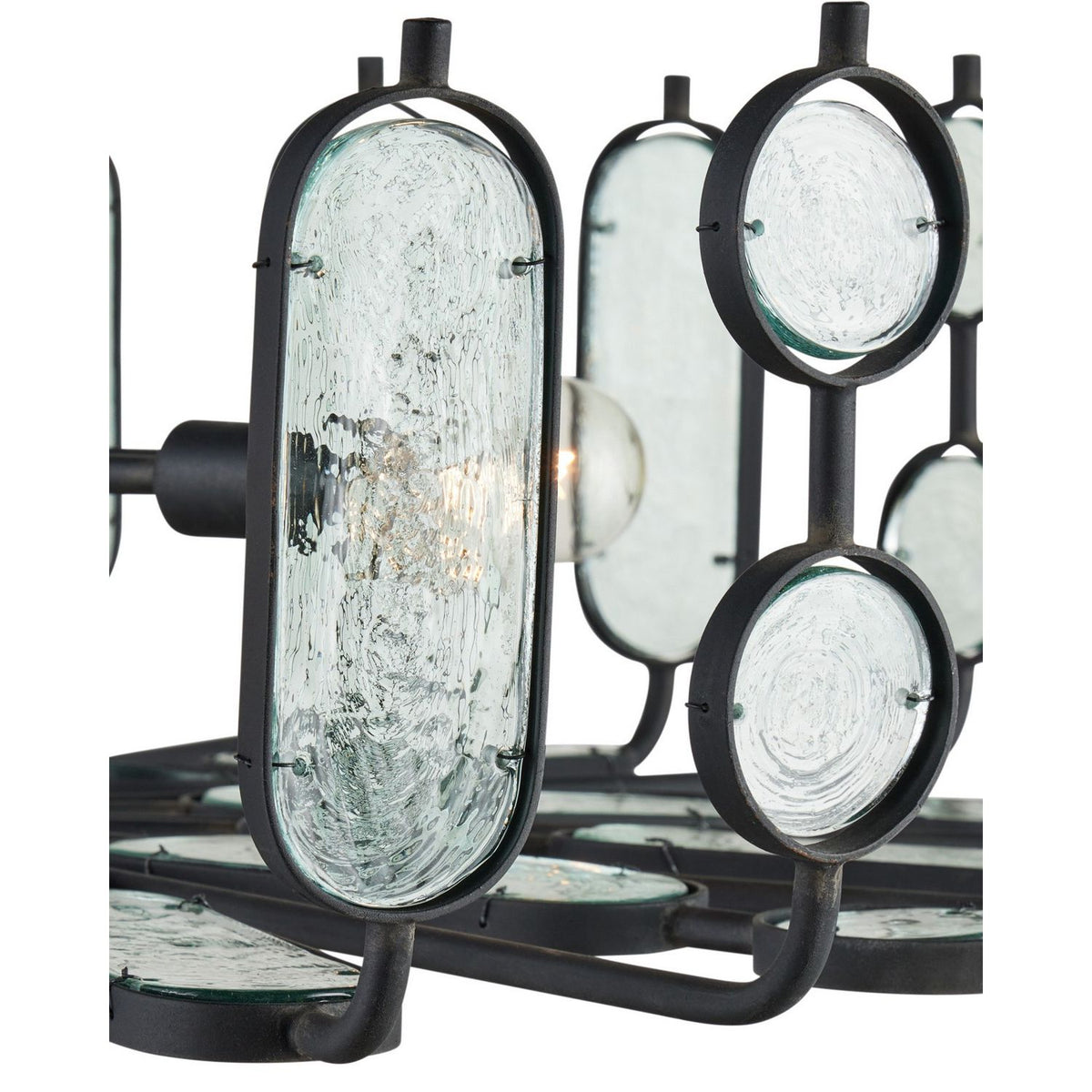 Currey and Company 9000-1445 Ettore Chandelier in Clear/Blacksmith