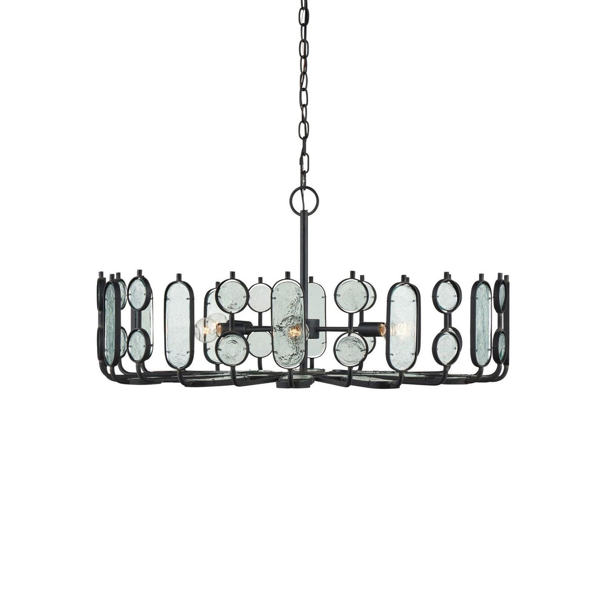 Currey and Company 9000-1445 Ettore Chandelier in Clear/Blacksmith