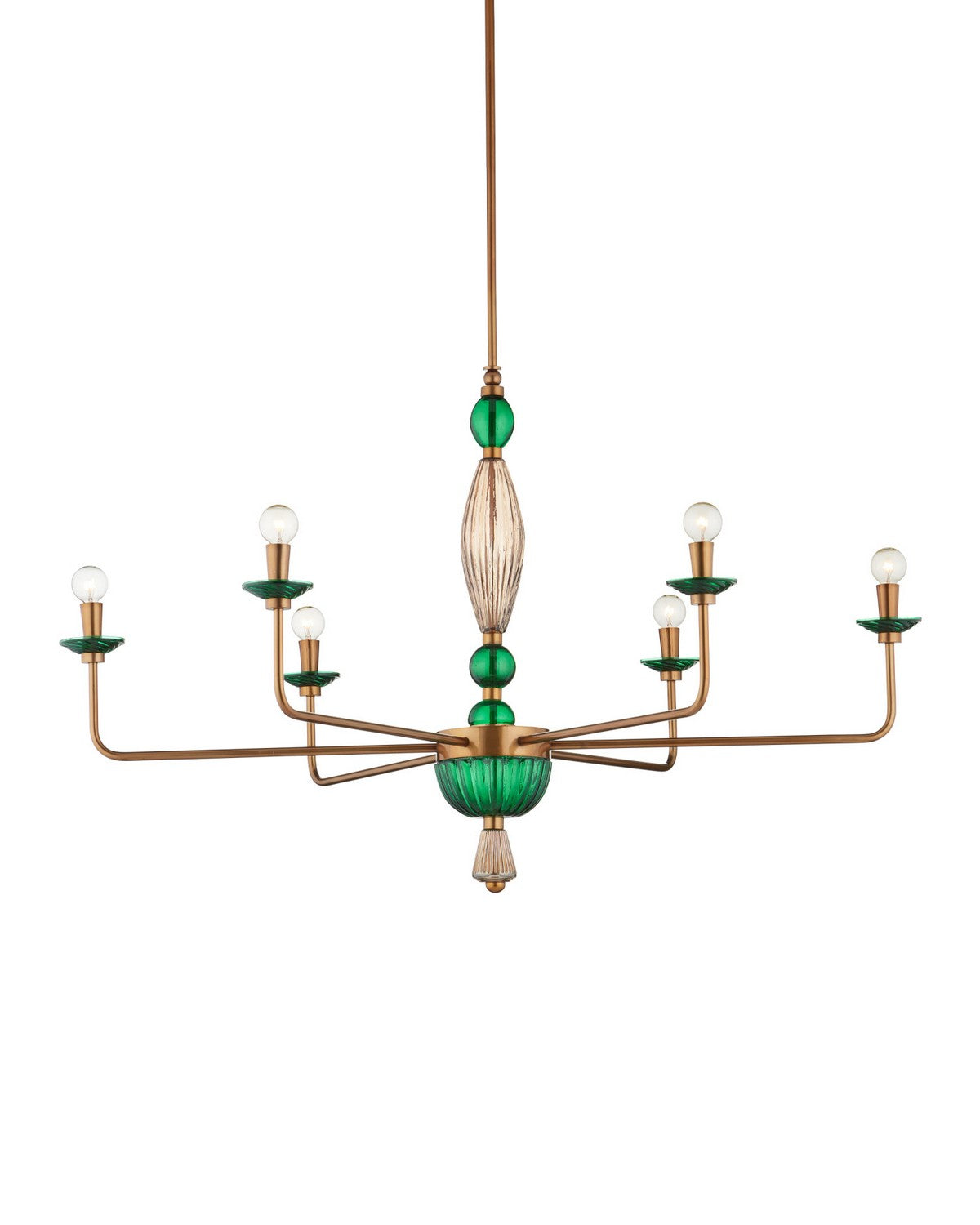 Currey and Company 9000-1453 Grasmere Chandelier in Green/Aged Gold/Gold Luster